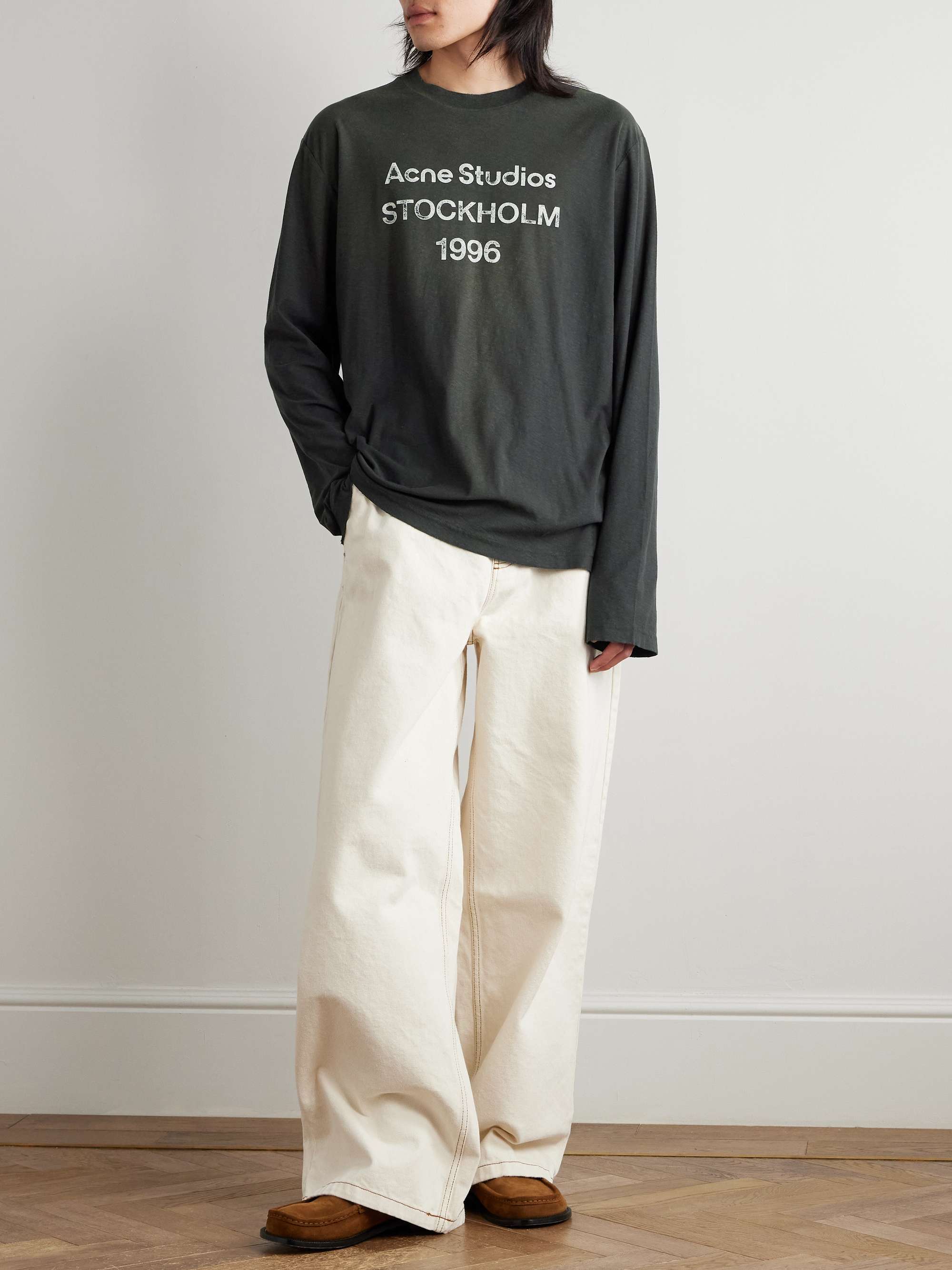 Edden U 1996 Logo-Print Distressed Cotton and Hemp-Blend T-Shirt view