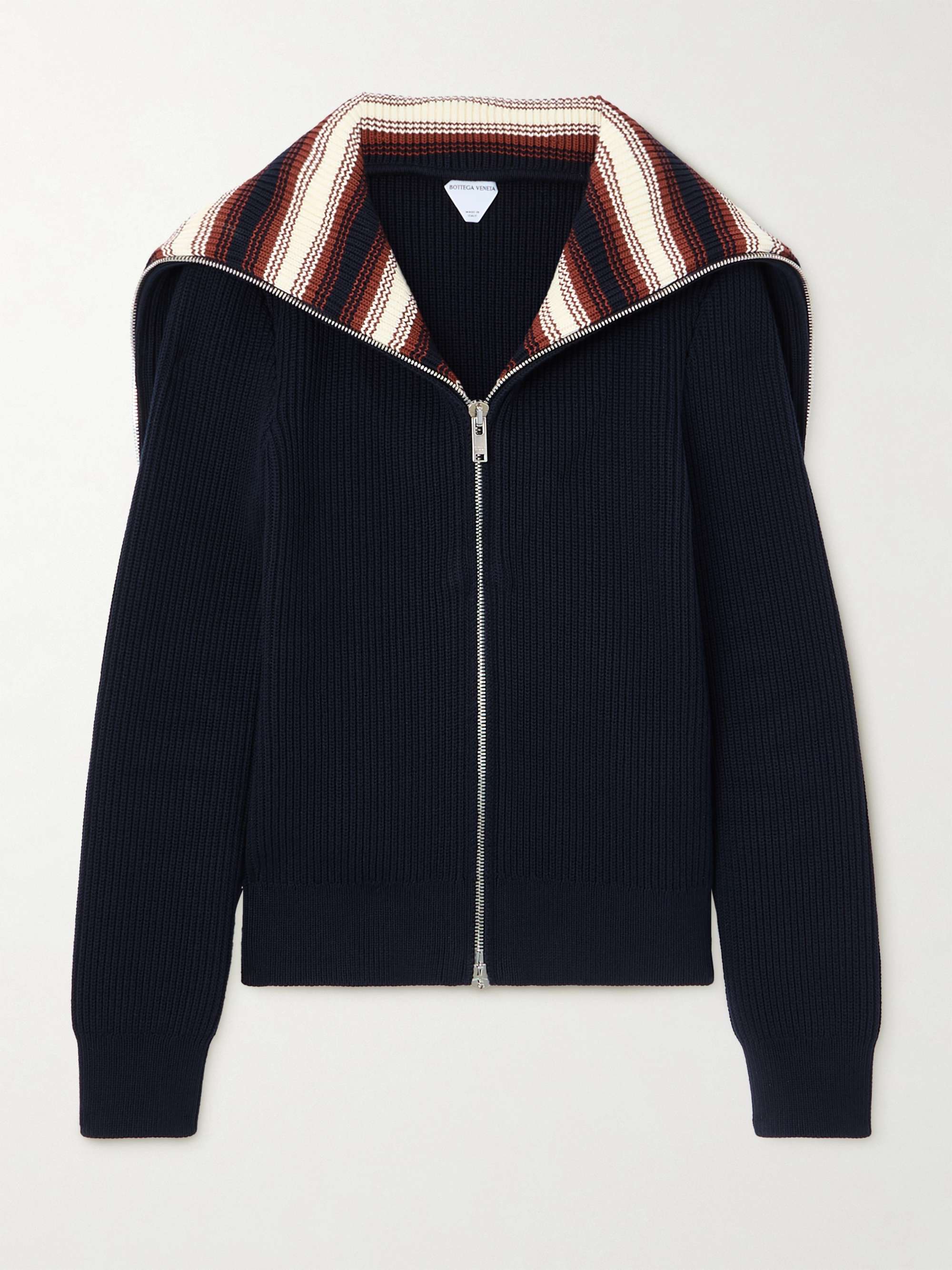 Layered ribbed striped cotton cardigan hero visual