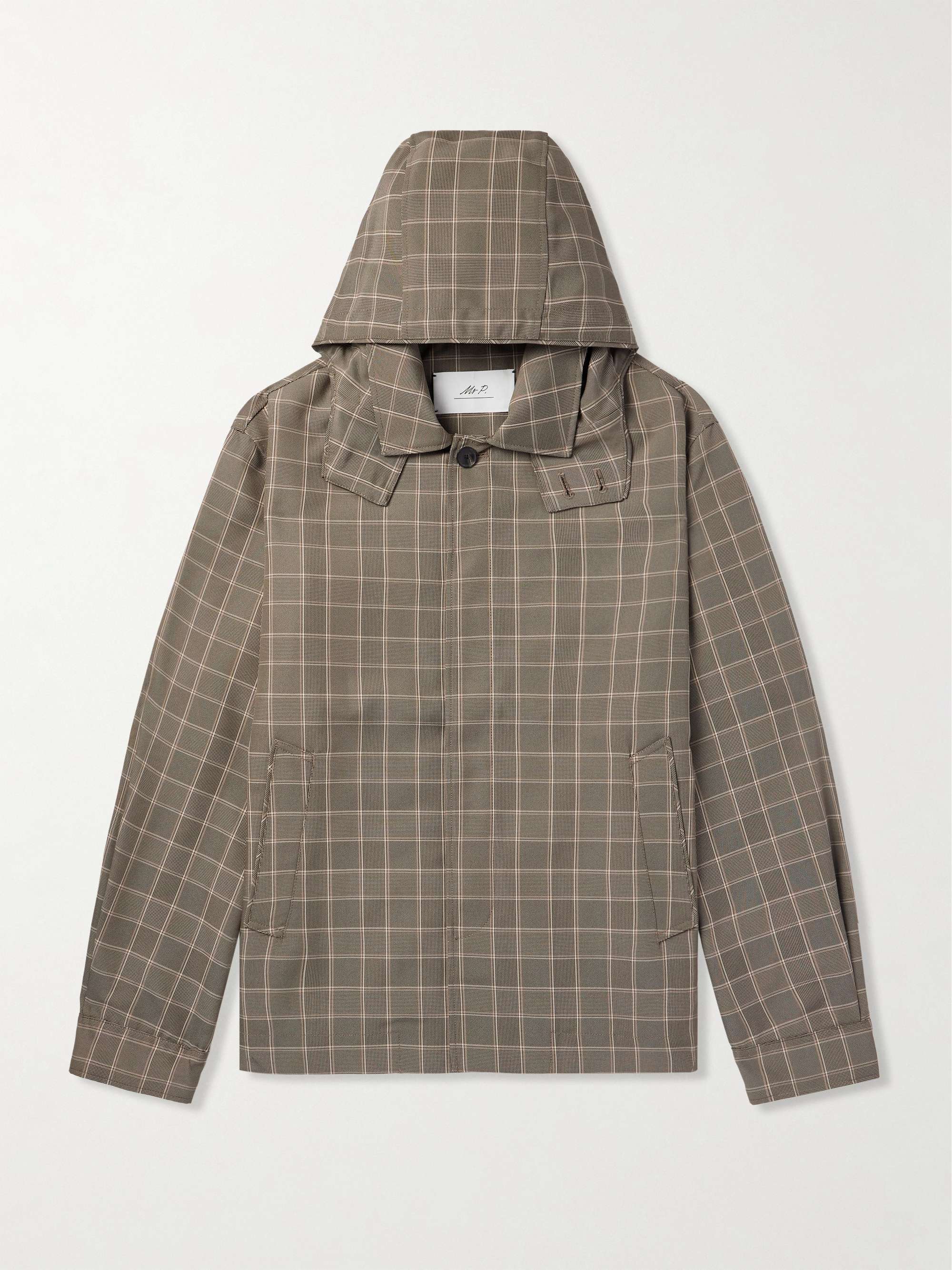 Checked Recycled-Shell Hooded Coach Jacket hero visual