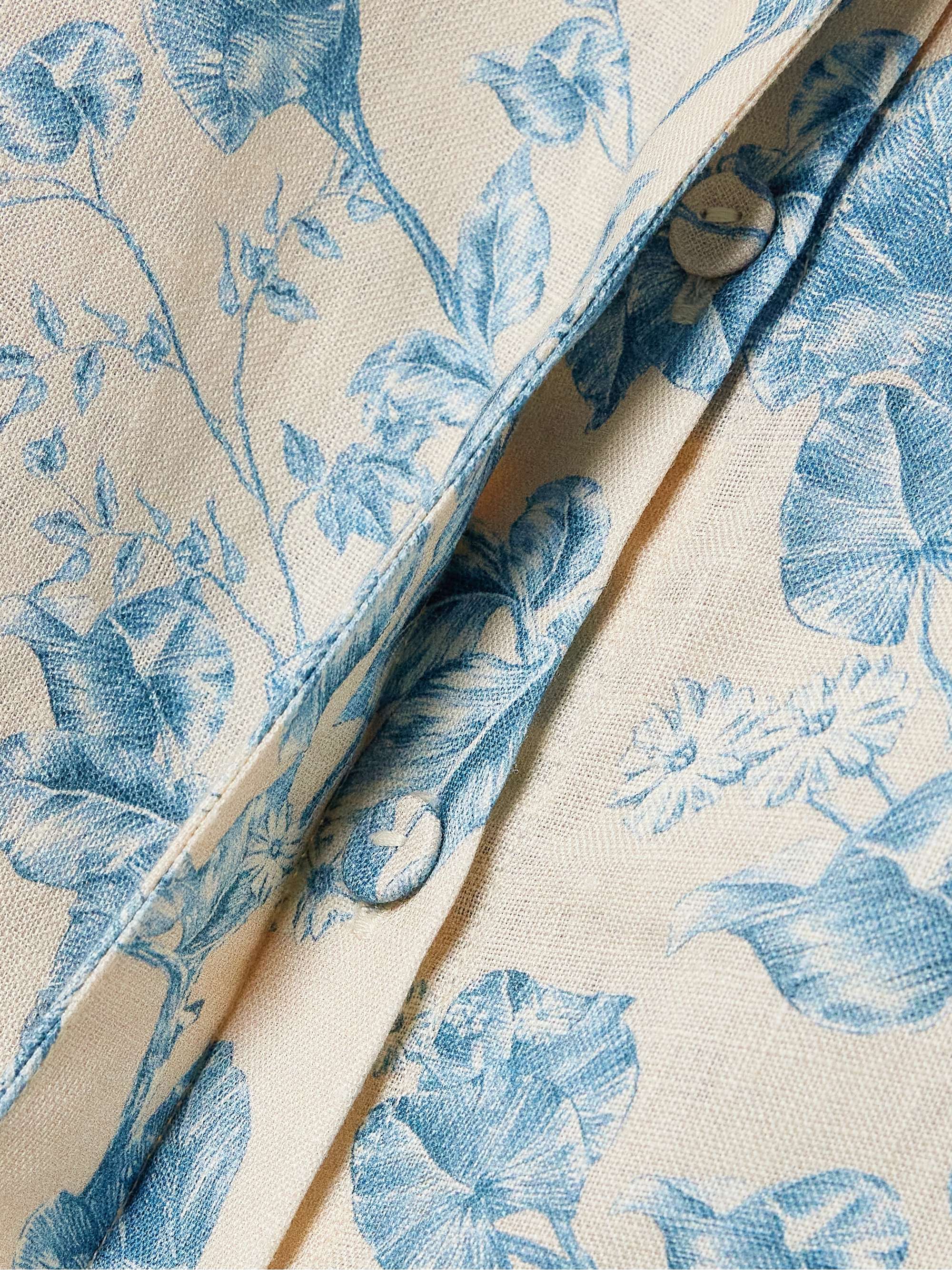 Virtuosa Bougainvillea cropped floral-print linen shirt view
