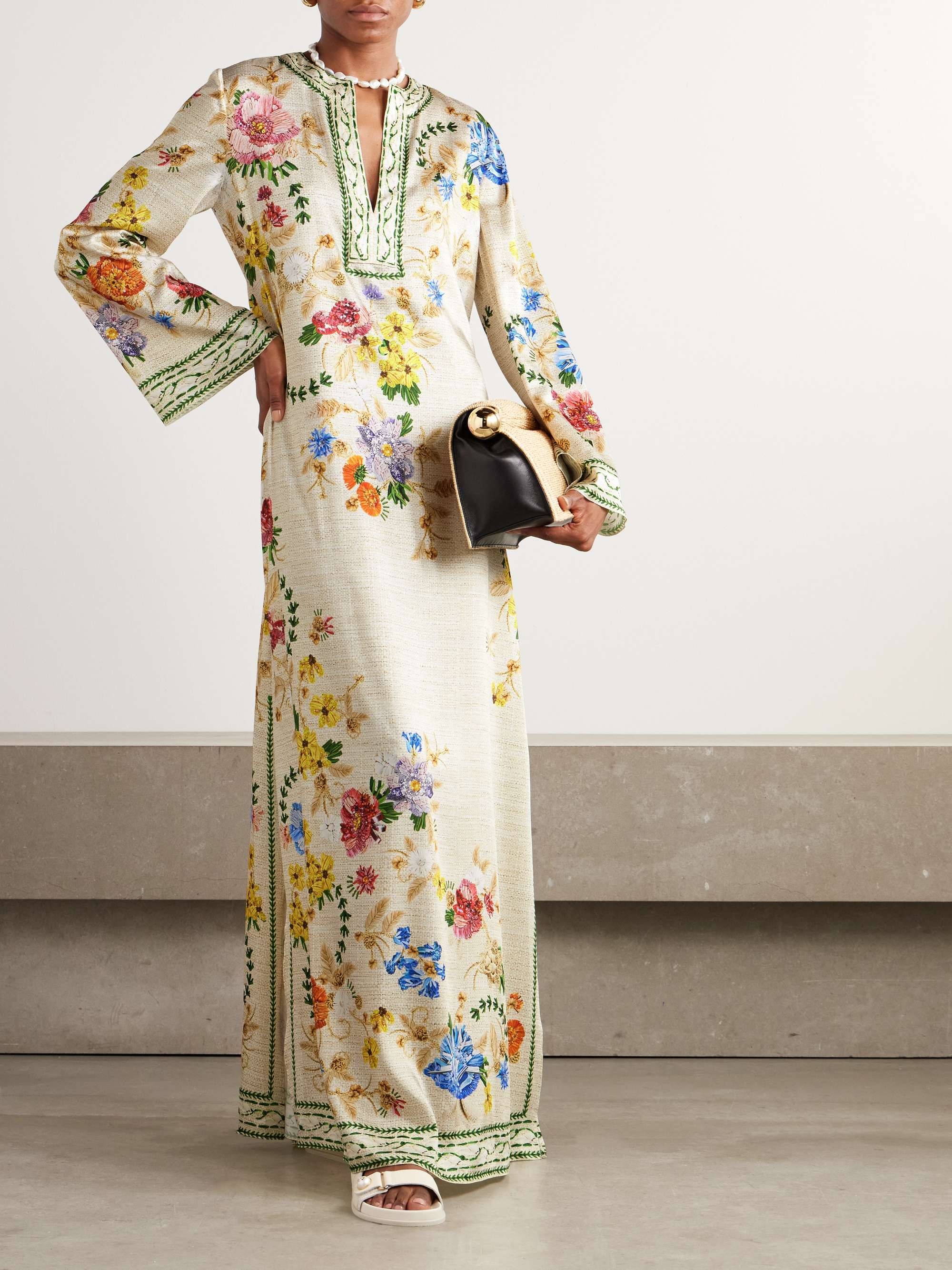 Collins floral-print twill kaftan view
