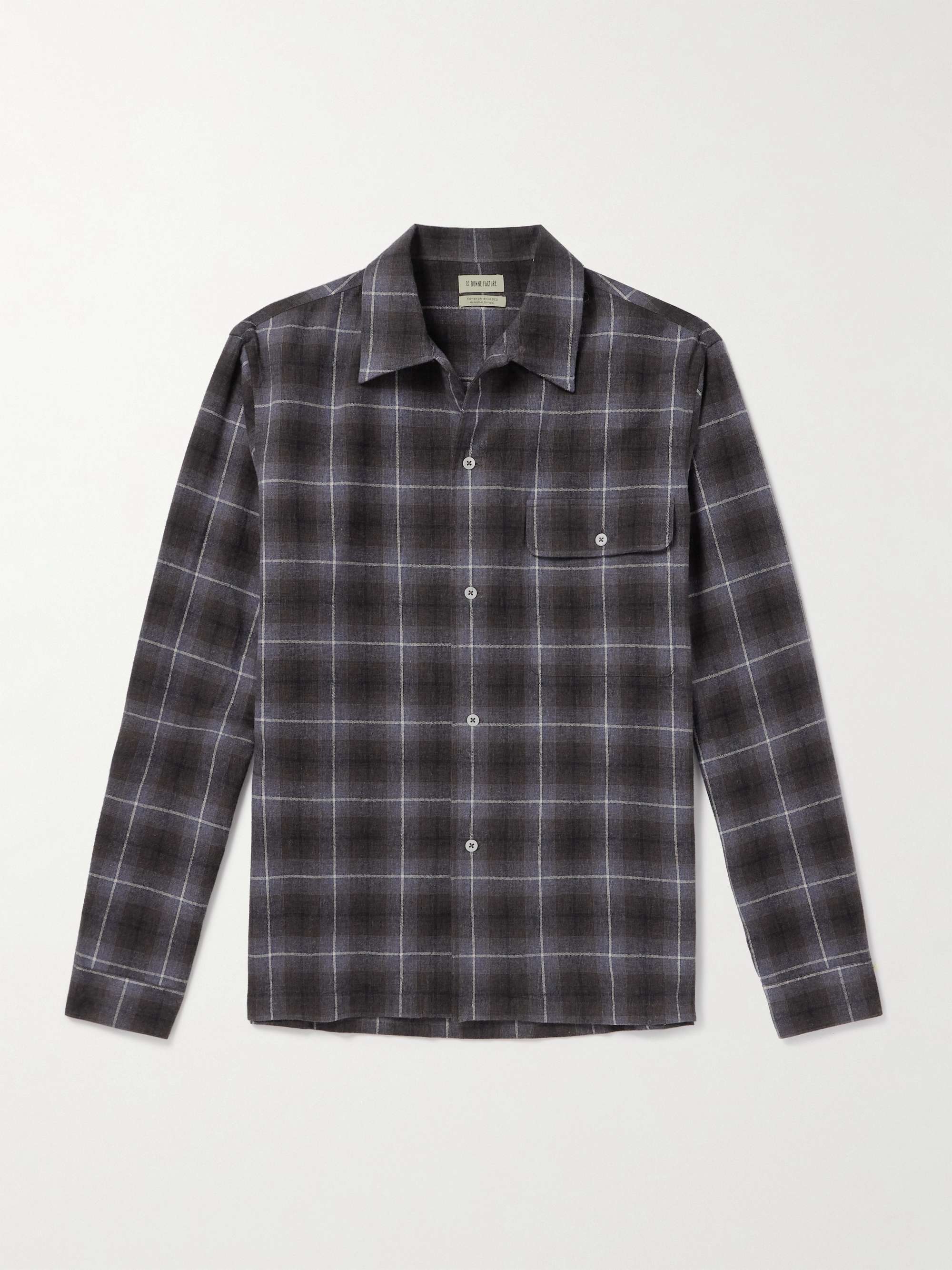Camp-Collar Checked Cotton-Flannel Shirt hero visual
