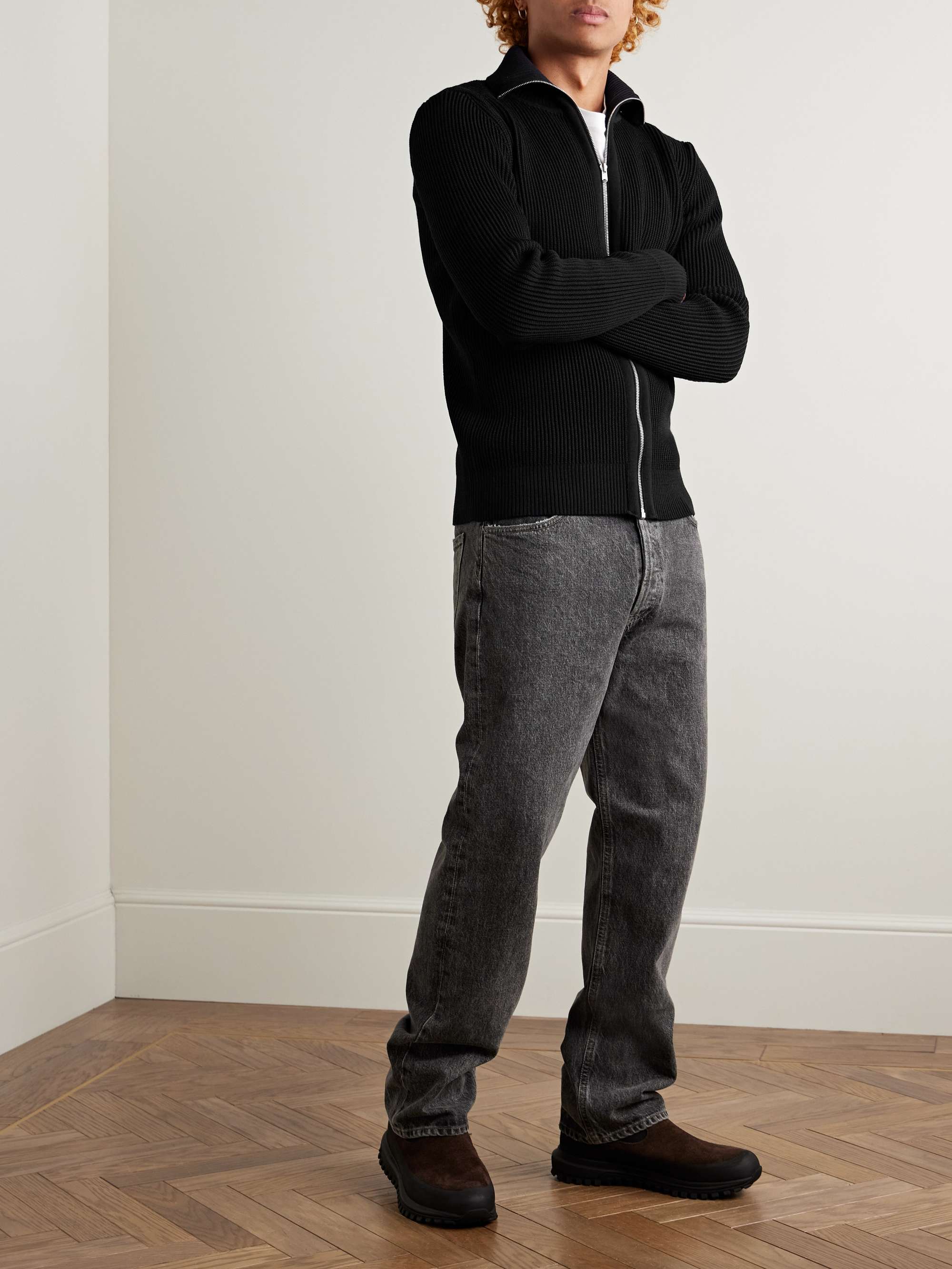 Fender Slim-Fit Ribbed Virgin Wool Zip-Up Cardigan view