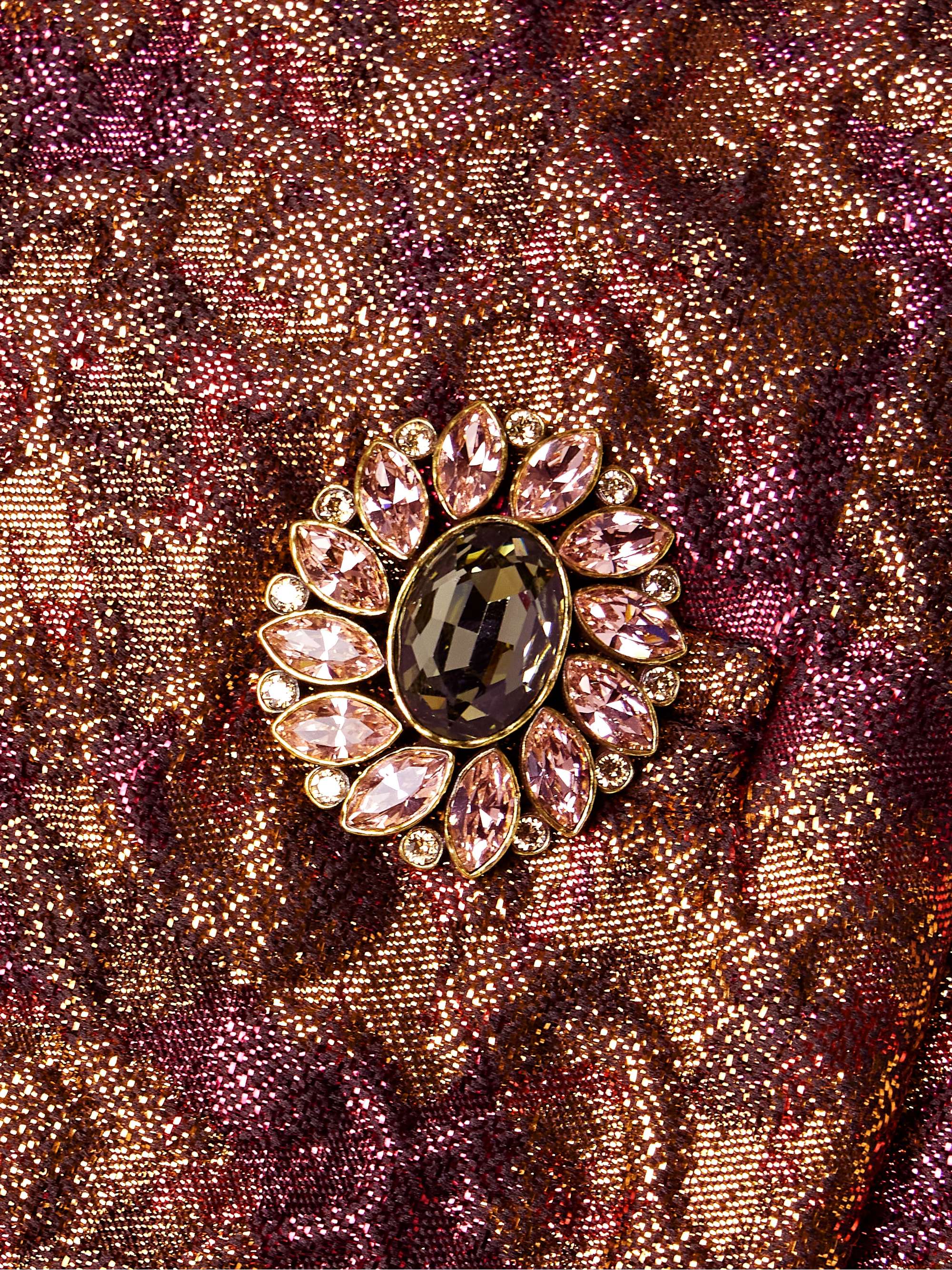Crystal-embellished metallic wool-blend brocade jacket view