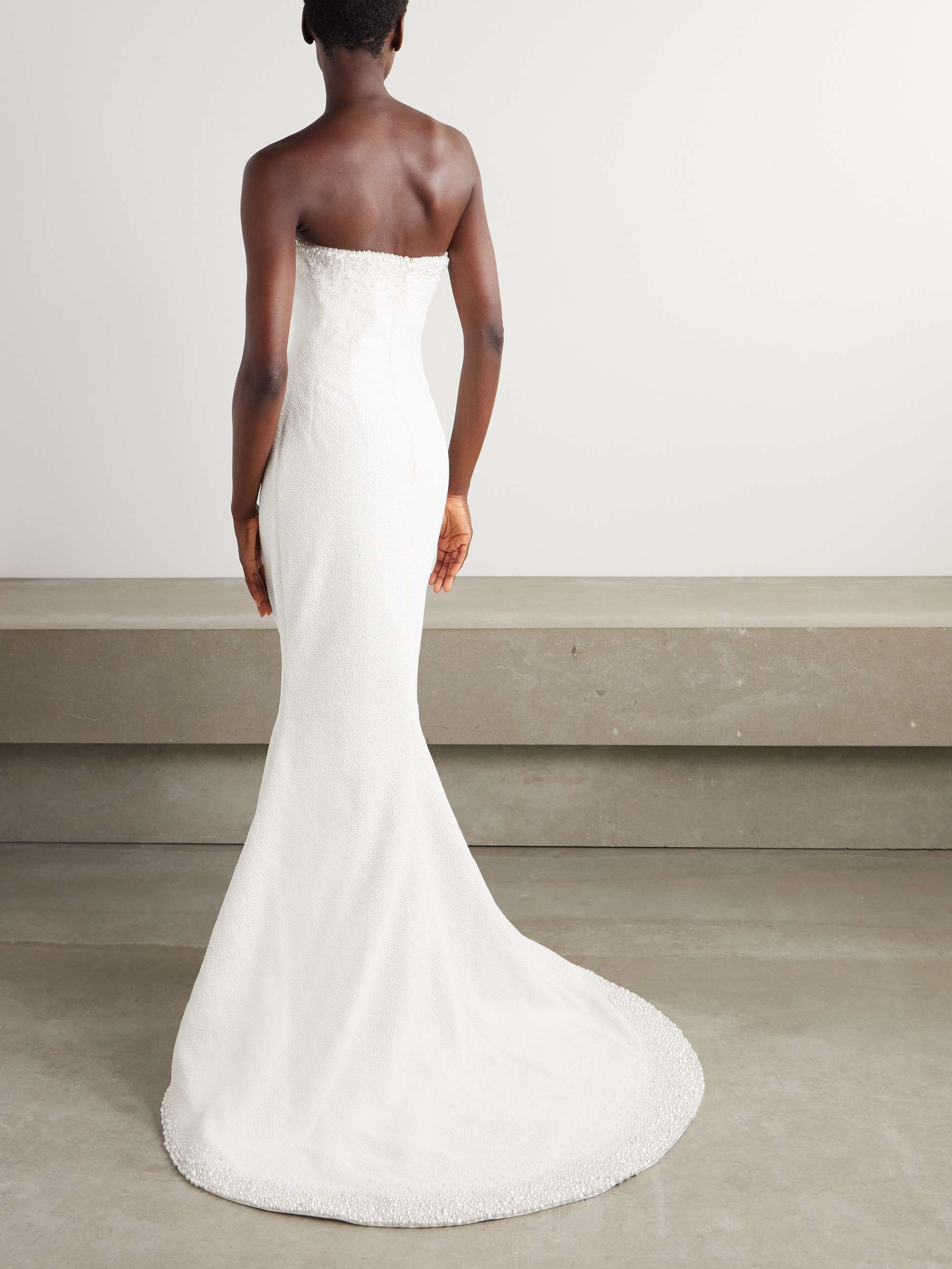 Olympia strapless faux pearl-embellished tulle gown view
