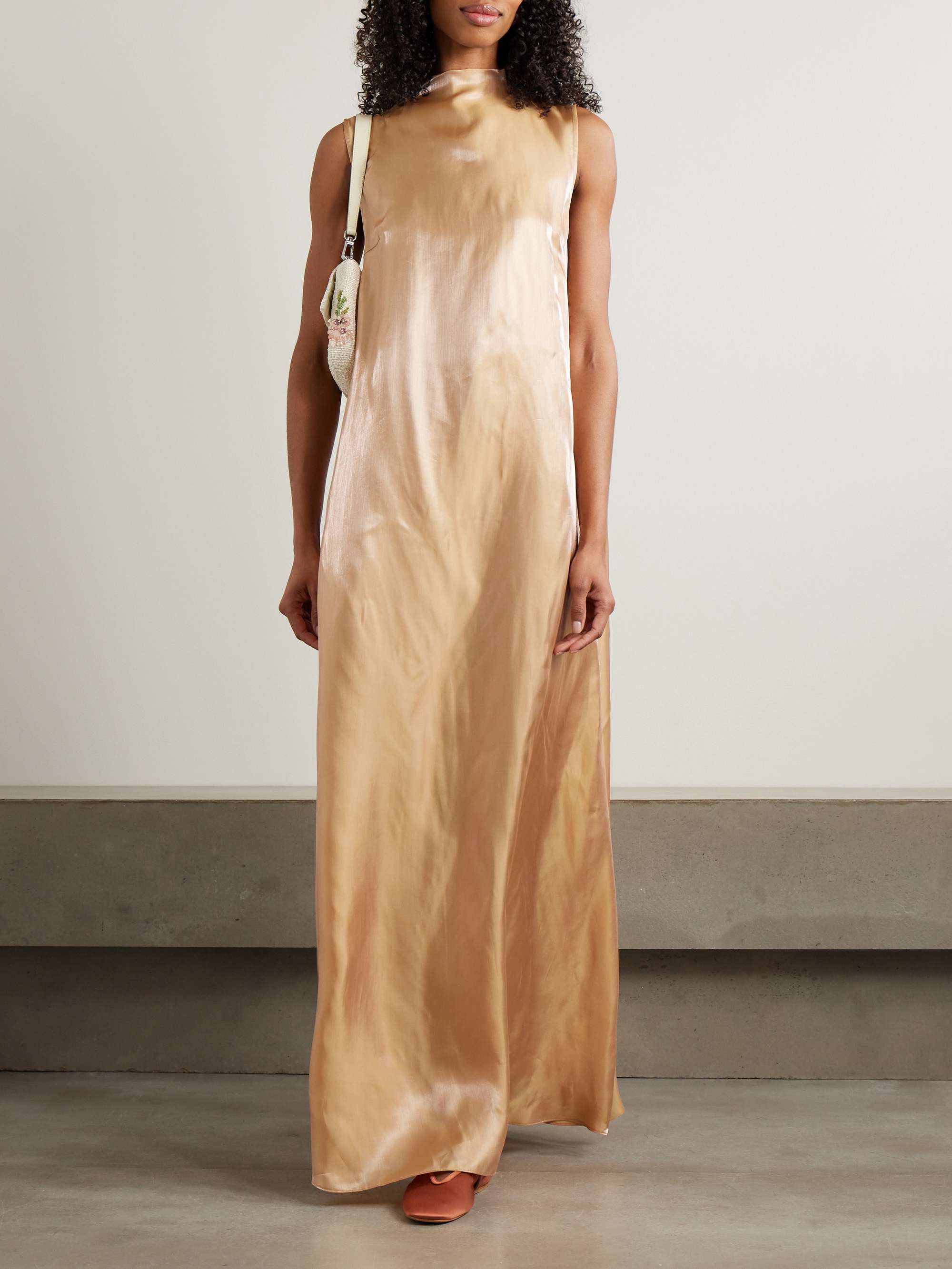 Araya metallic organza turtleneck maxi dress view