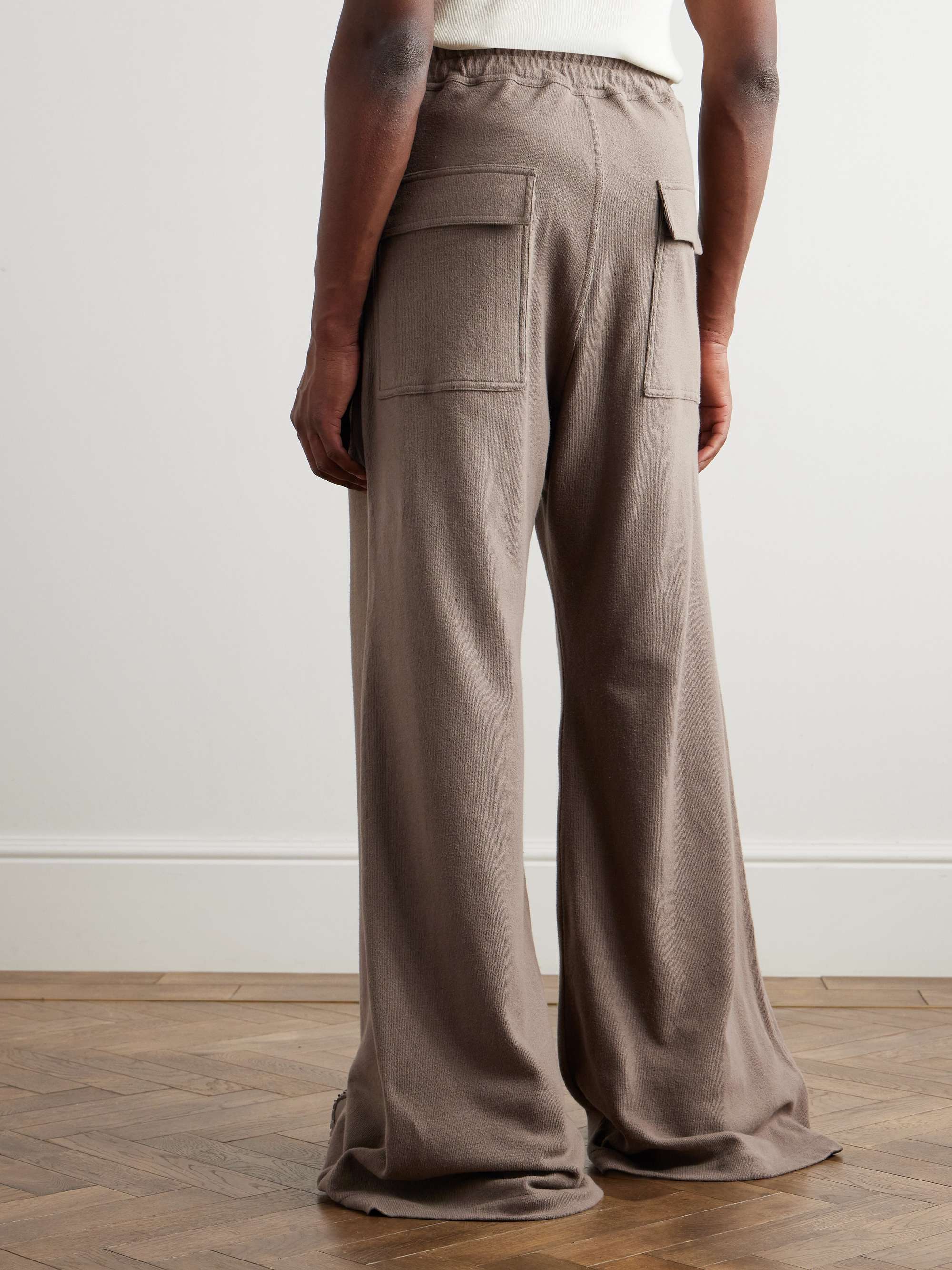+ Moncler Bela Wide-Leg Logo-Appliquéd Brushed Cotton-Jersey Sweatpants view