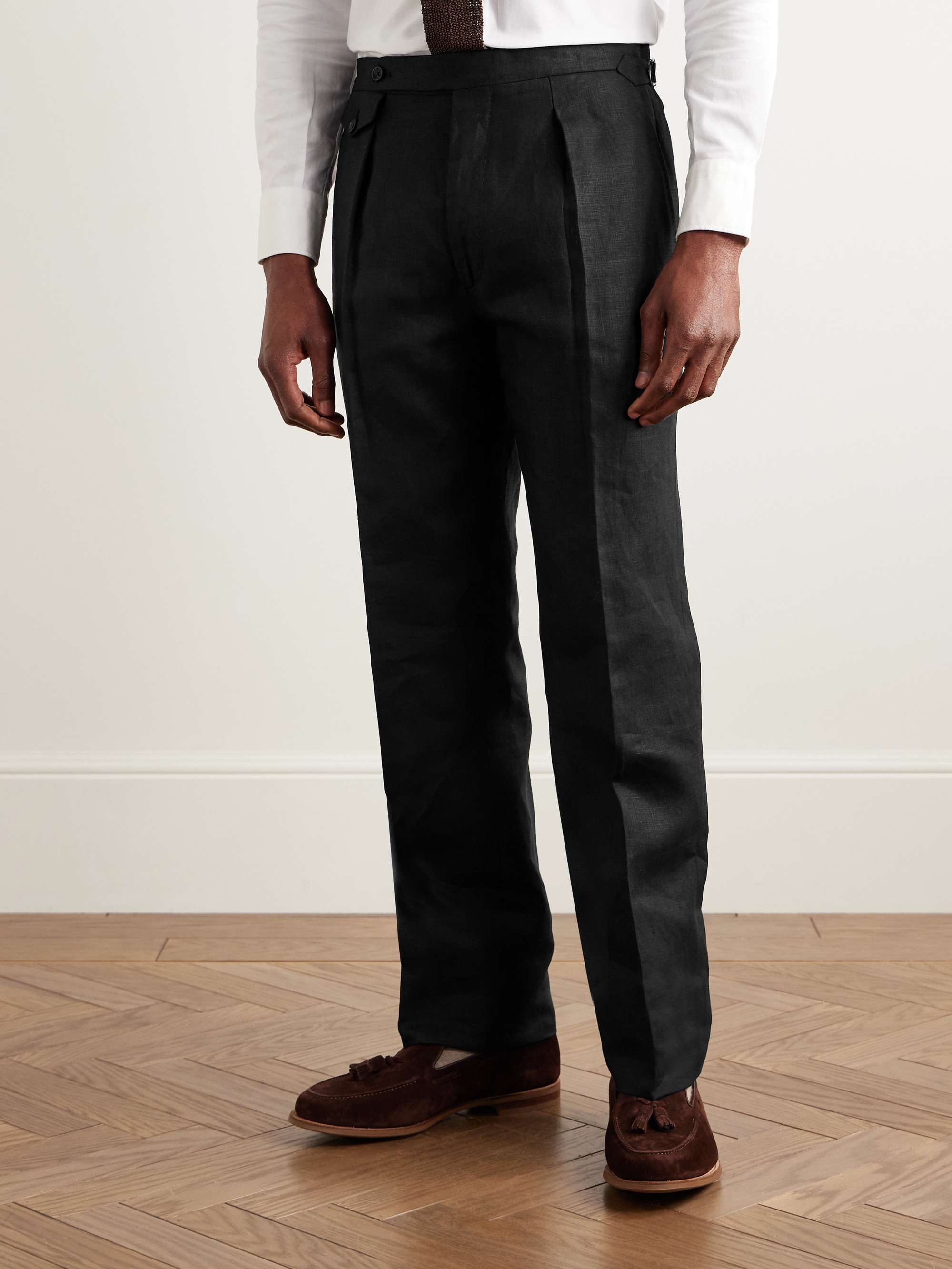 Waverly Slim-Fit Straight-Leg Pleated Linen Suit Trousers view