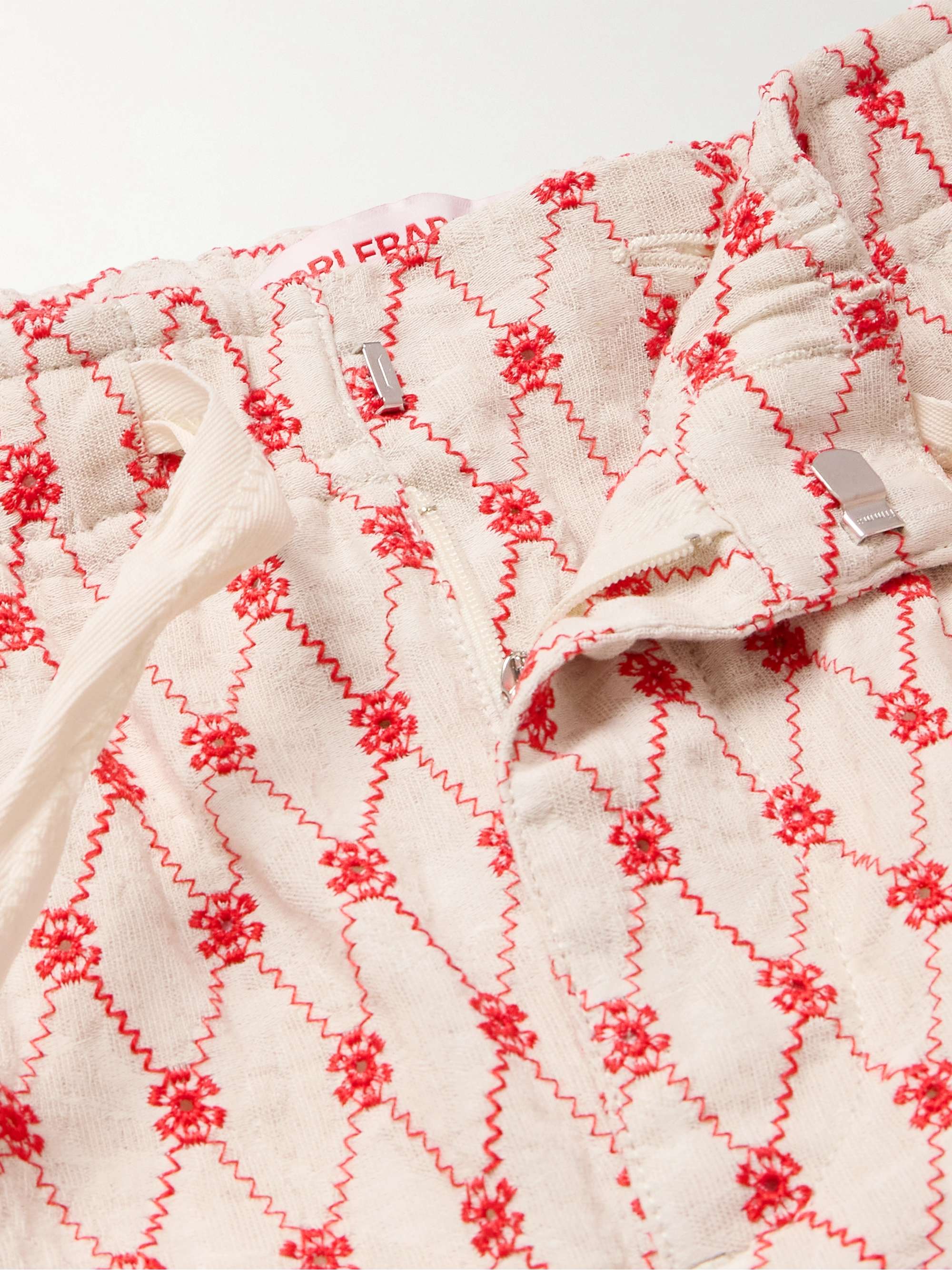 Alex Straight-Leg Embroidered Cotton and Linen-Blend Jacquard Drawstring Shorts view
