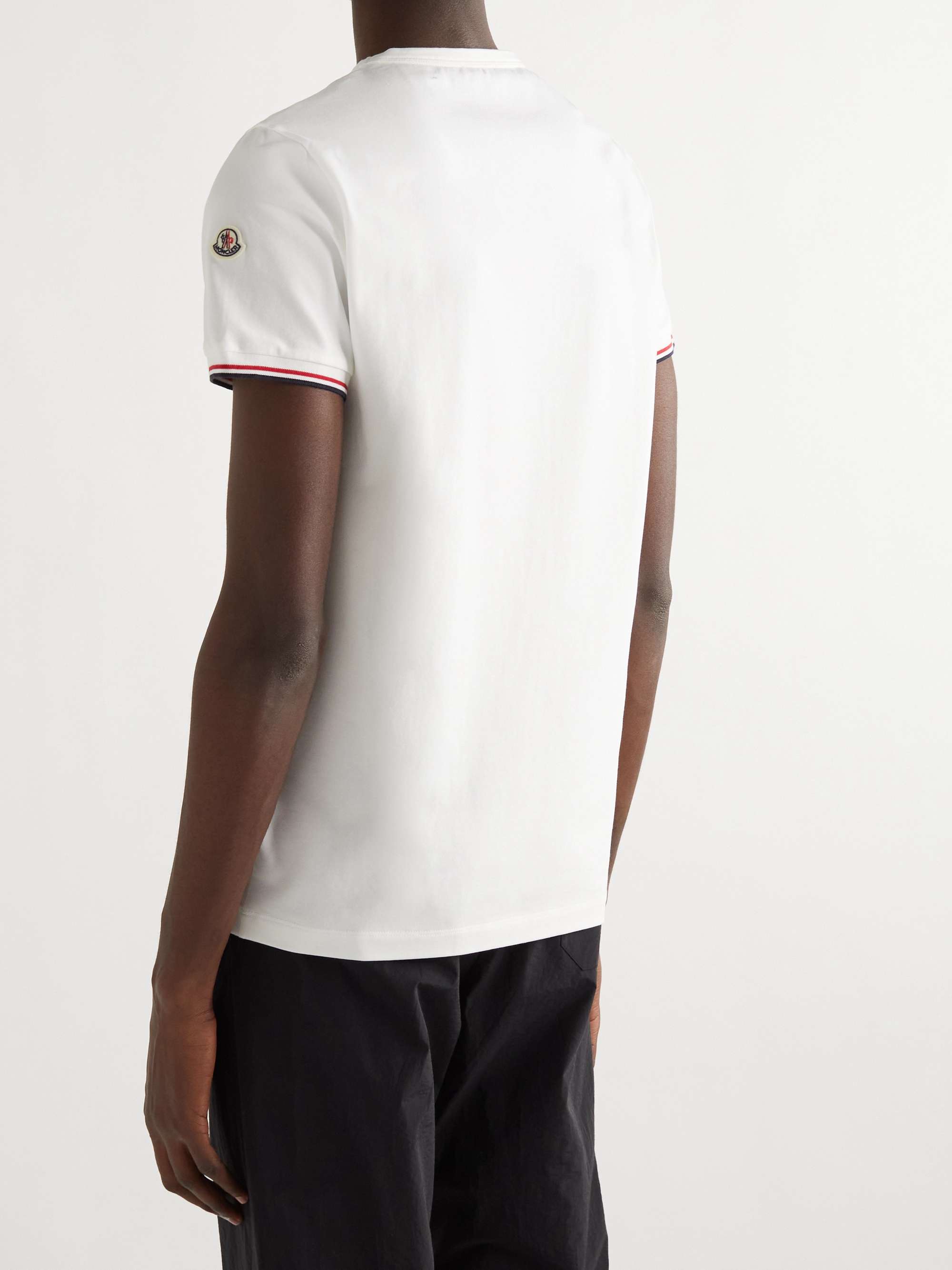 Logo-Appliquéd Striped Stretch-Cotton Jersey T-Shirt view
