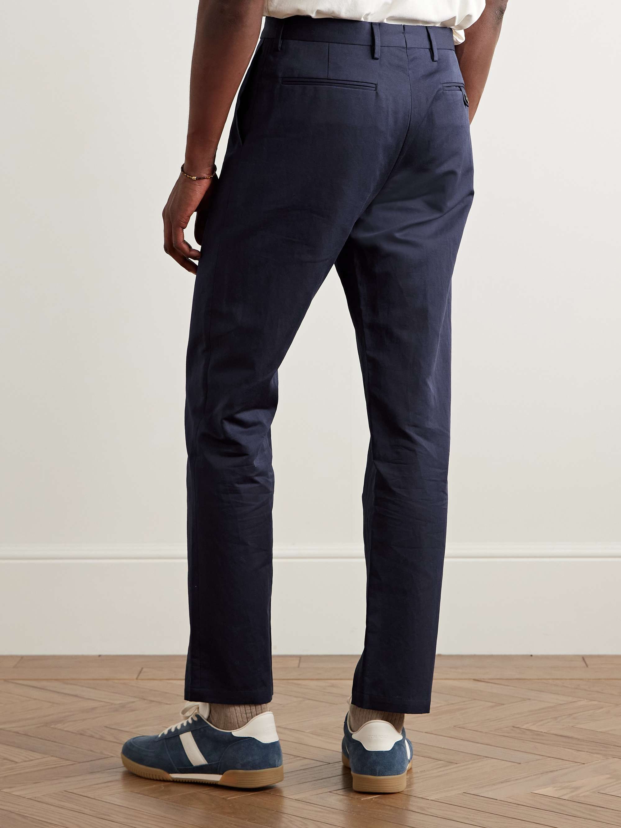 Slim-Fit Straight-Leg Cotton and Linen-Blend Suit Trousers view