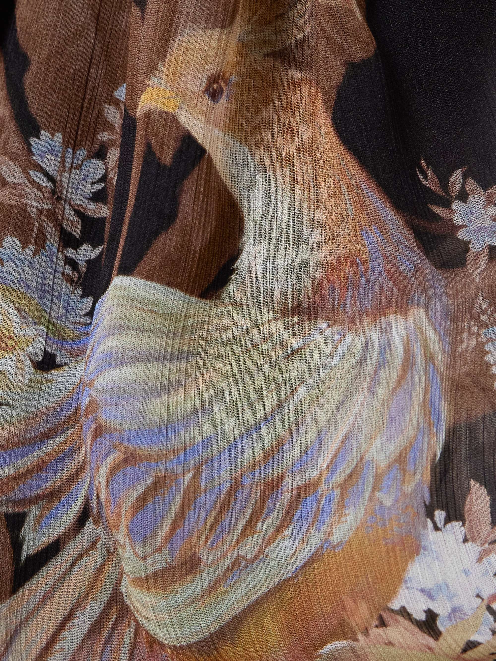 Illuminate Drawn belted gathered printed crepon midi dress view