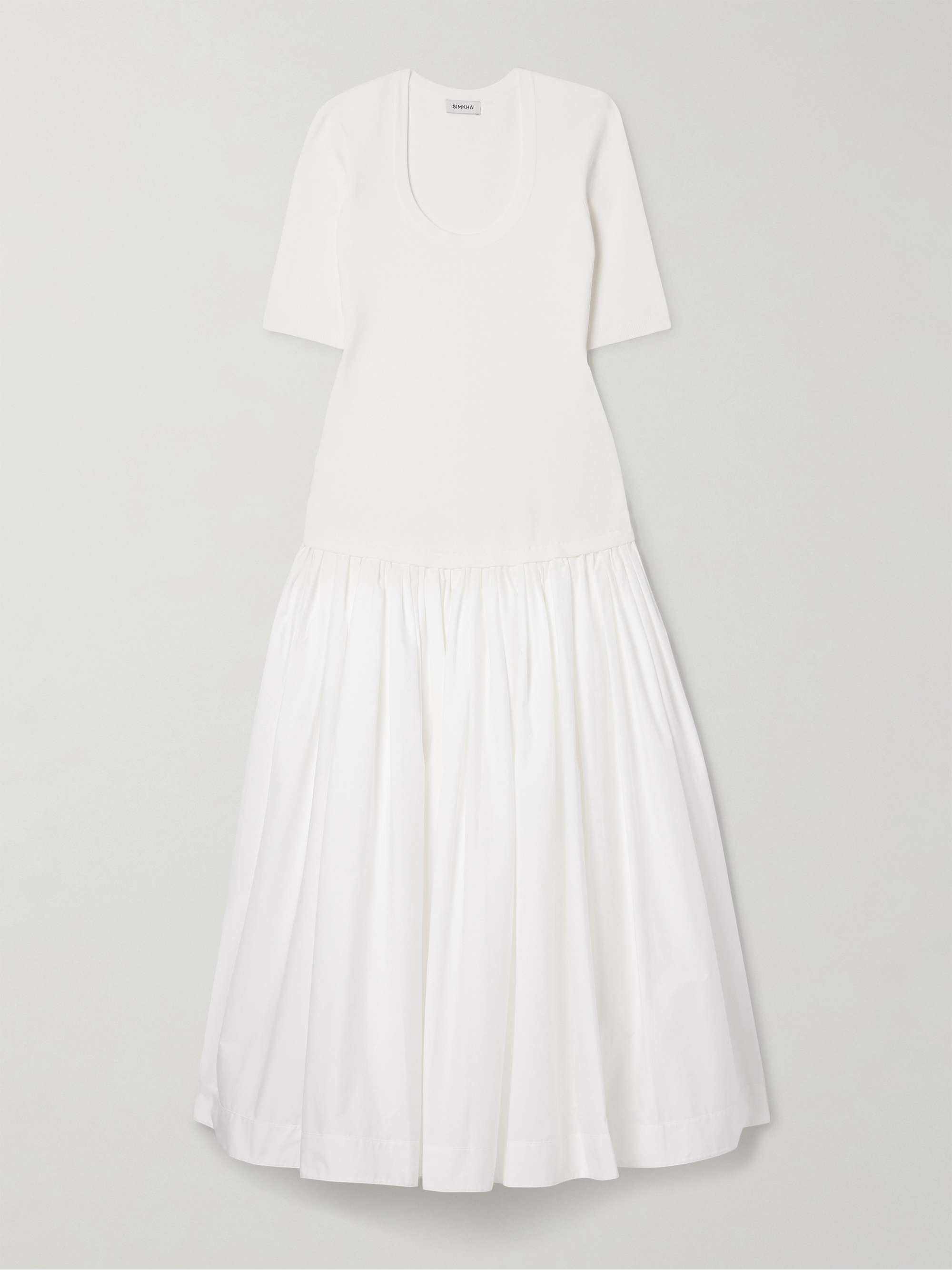 Patton paneled pleated cotton-blend poplin midi dress hero visual