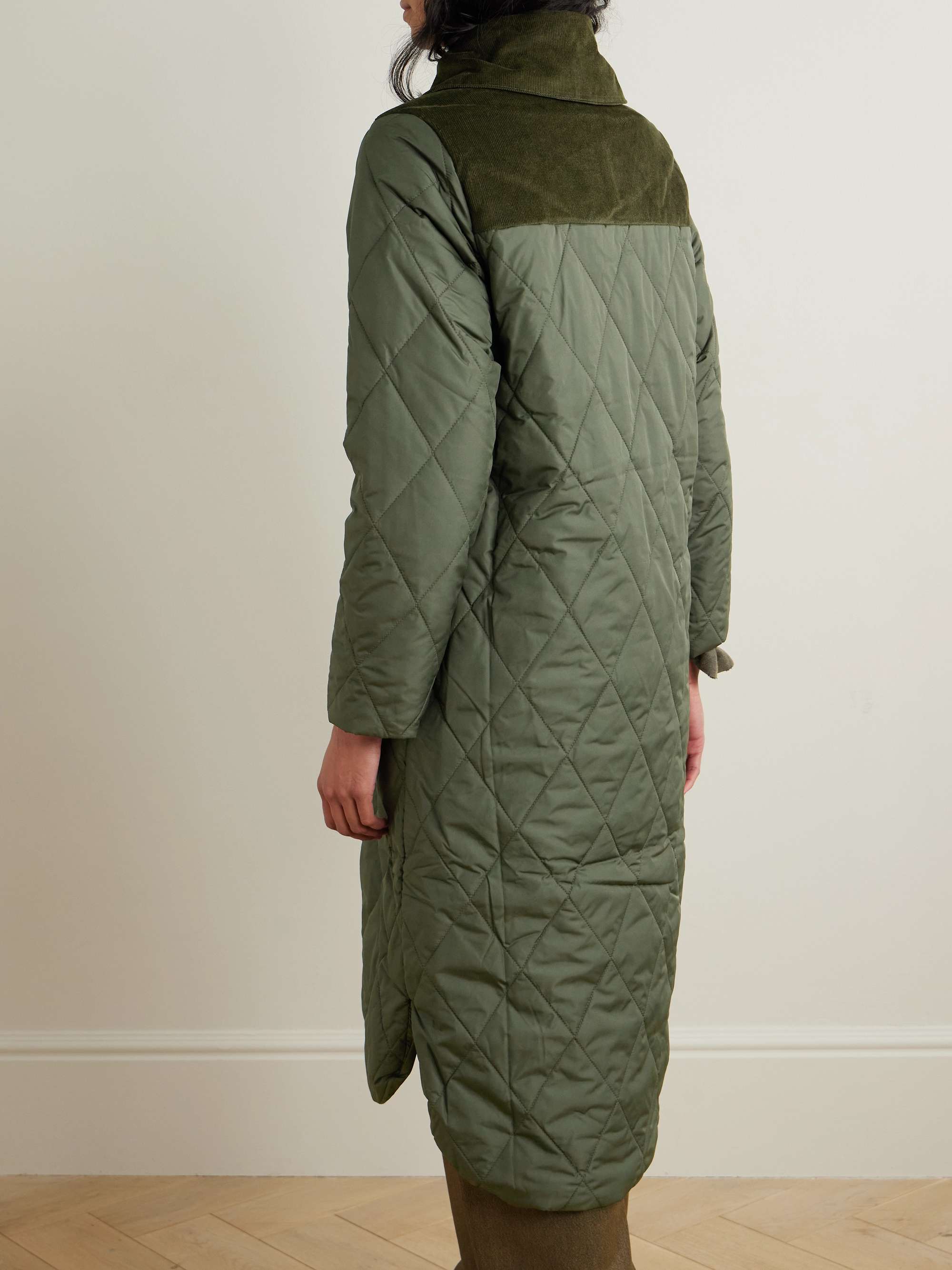 Malton corduroy-trimmed quilted padded shell coat view