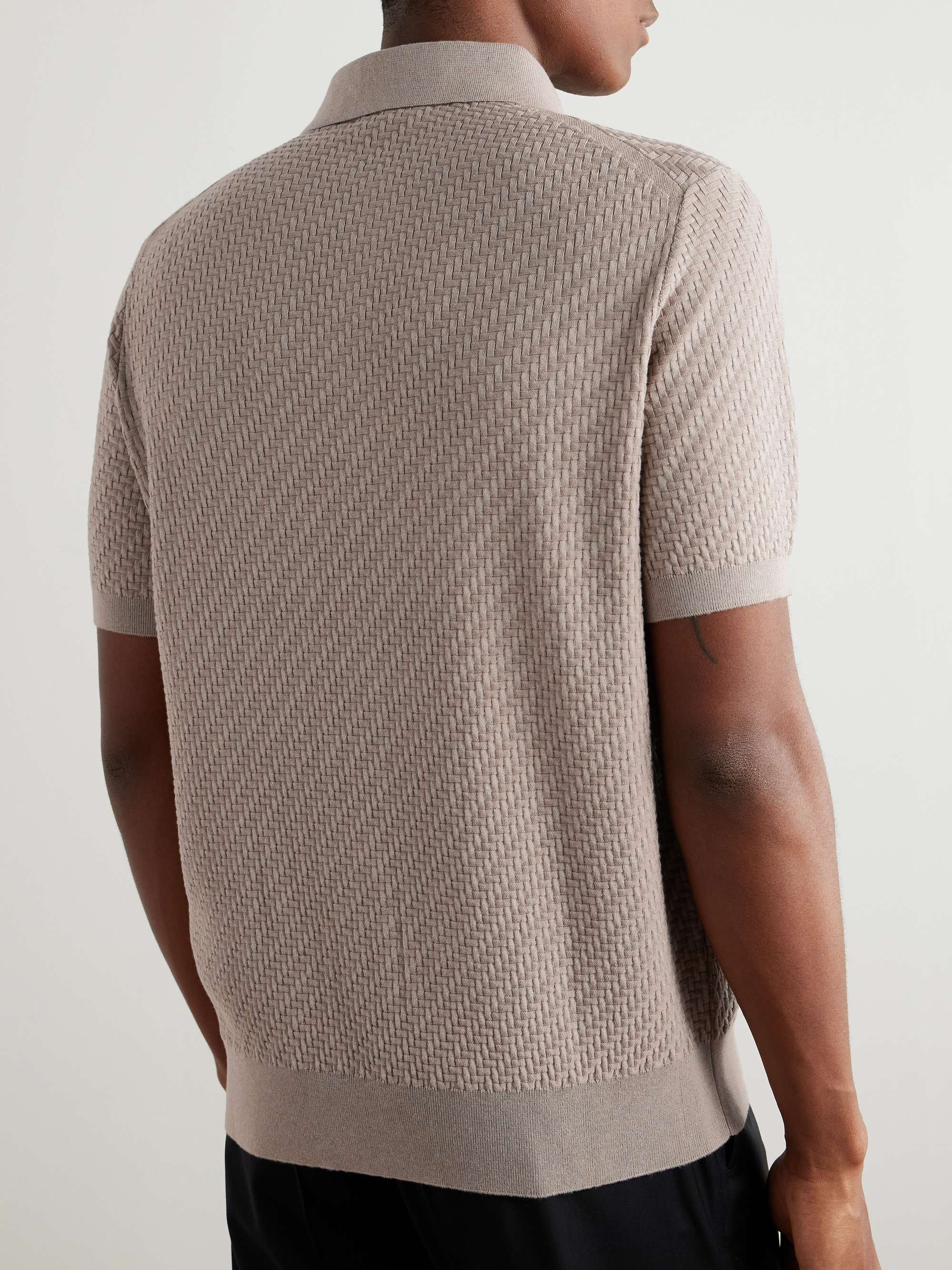 Cotton, Silk and Cashmere-Blend Polo Shirt view