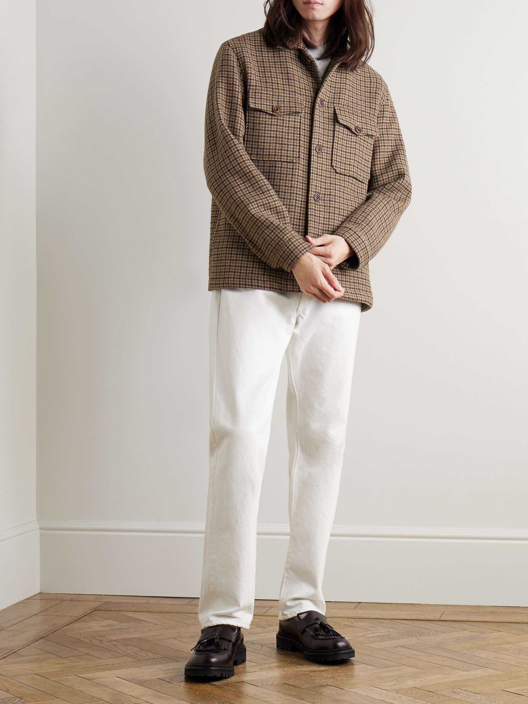 Houndstooth Wool-Blend Overshirt view