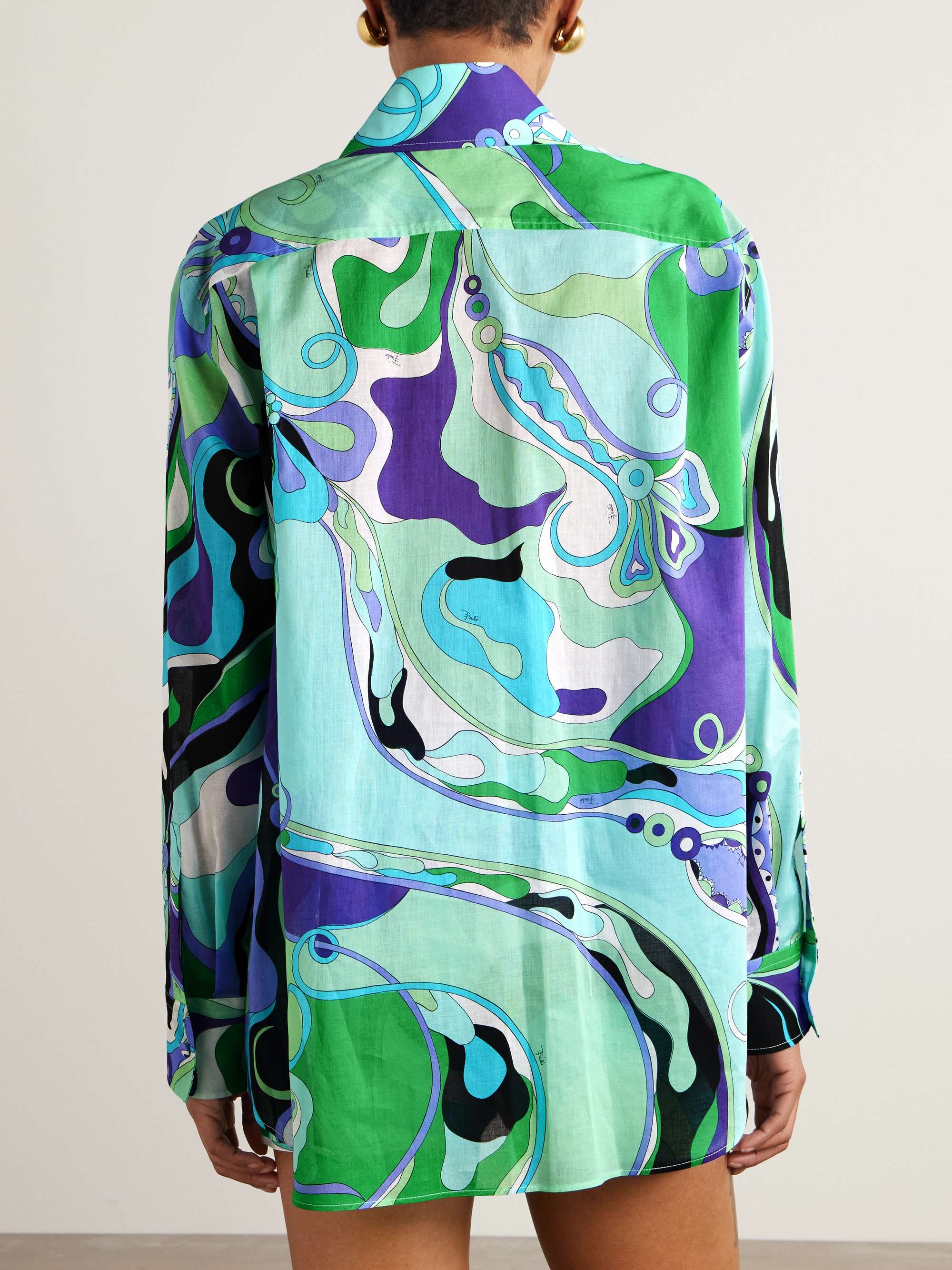 Oversized printed cotton-muslin shirt view