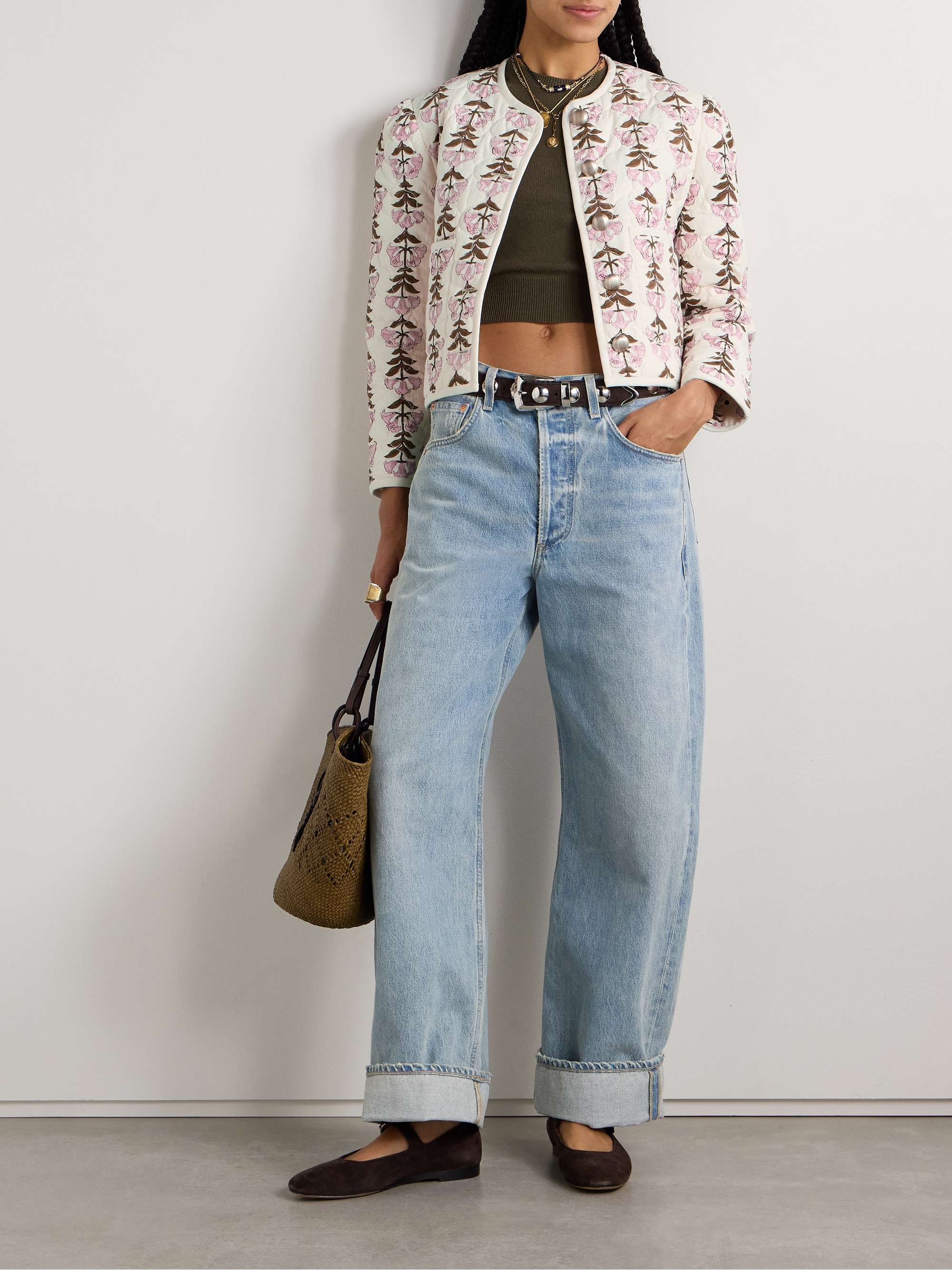 Dorian quilted floral-print cotton jacket view