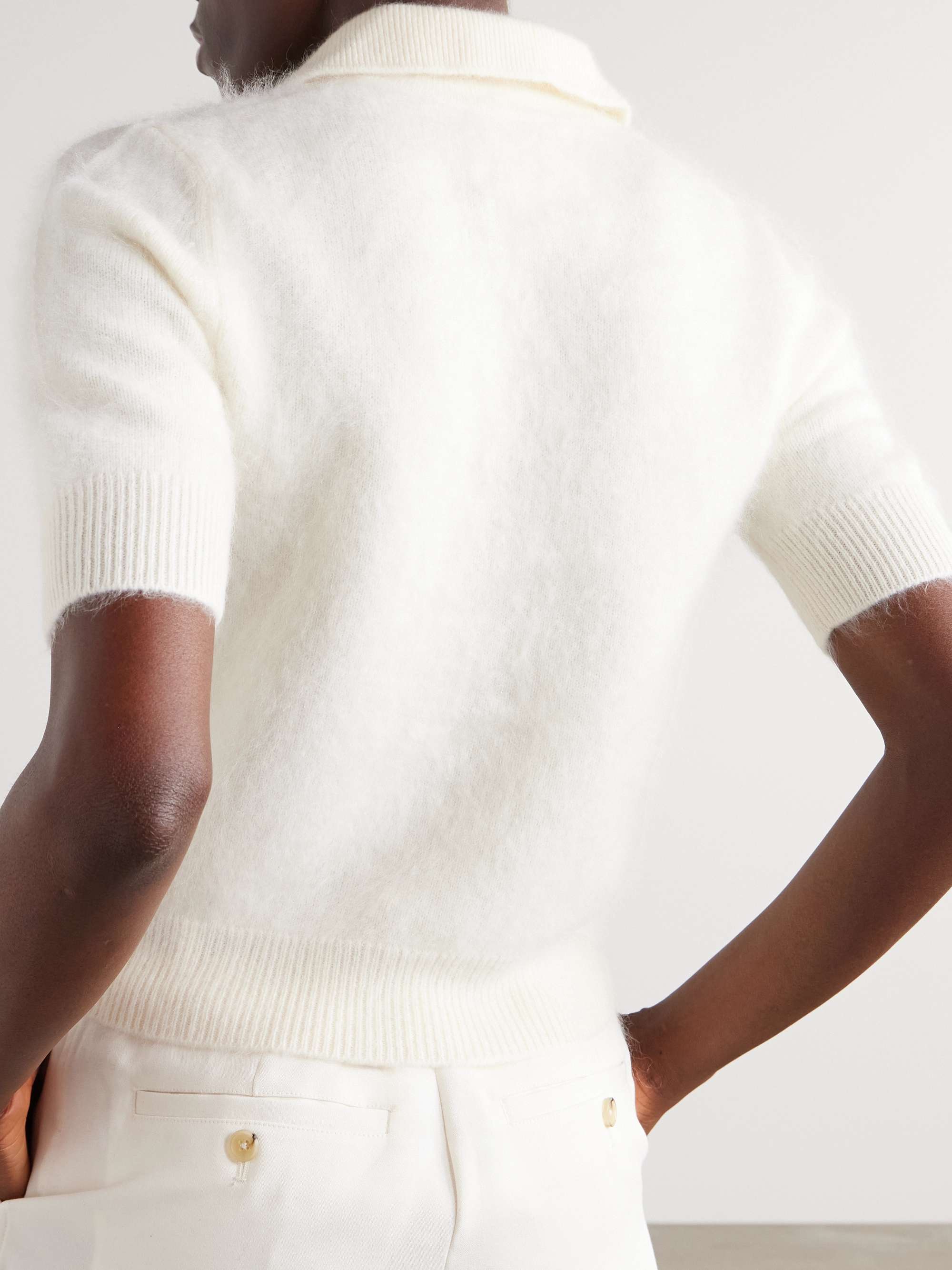 Carolyn brushed-organic cashmere polo shirt view