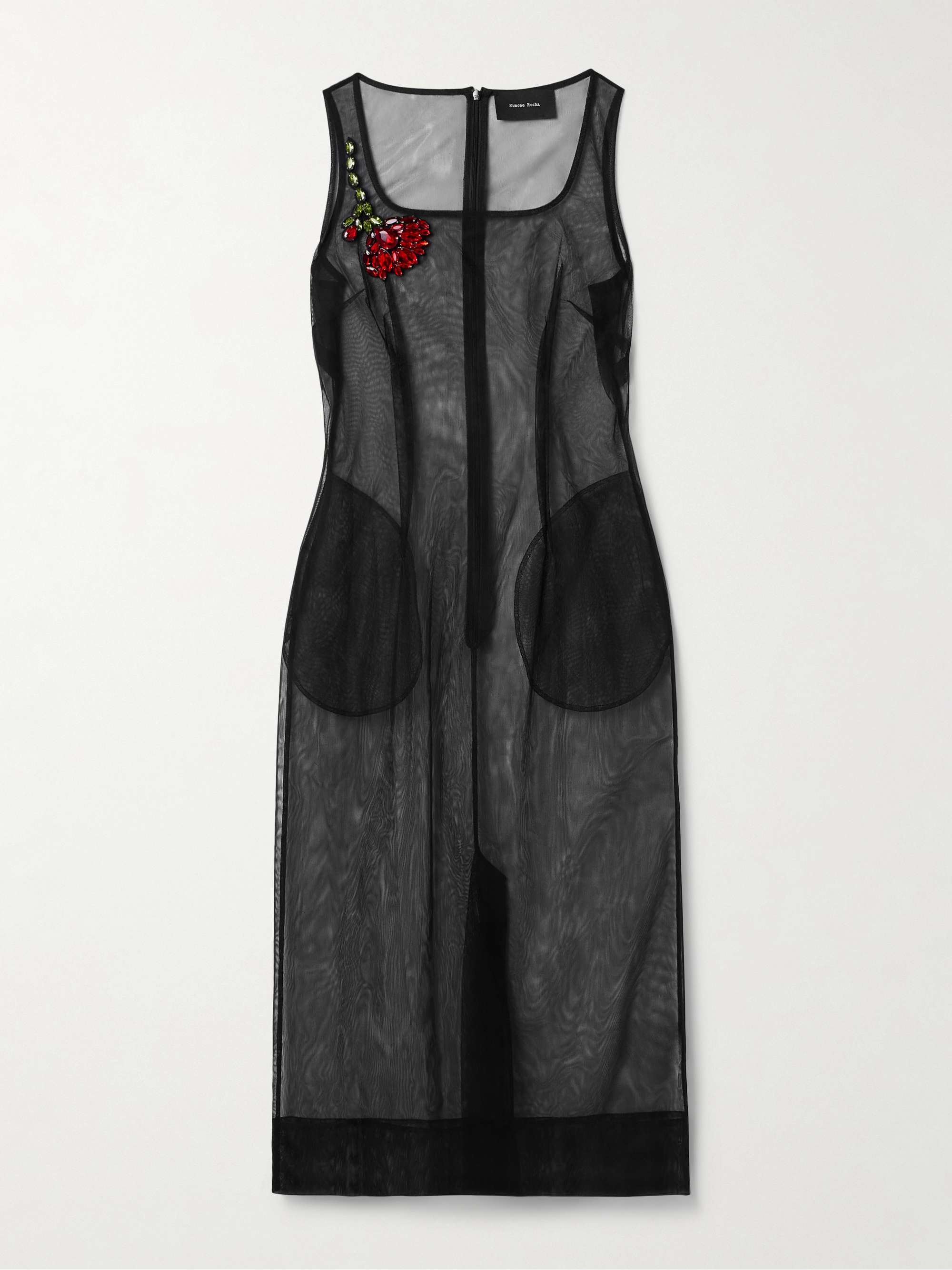 Crystal-embellished mesh midi dress hero visual