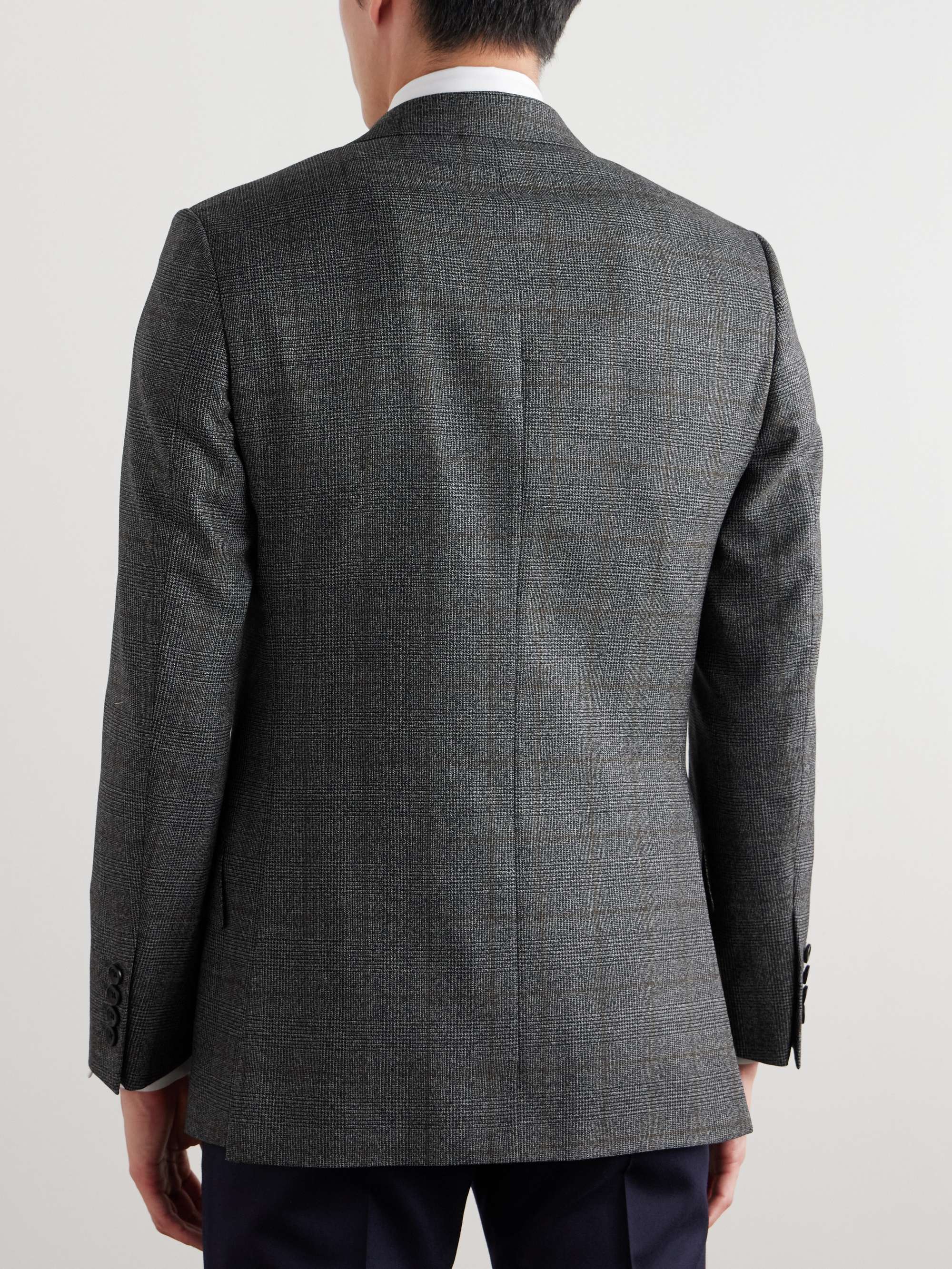 Jaspe Slim-Fit Double-Breasted Prince of Wales Checked Wool Blazer view