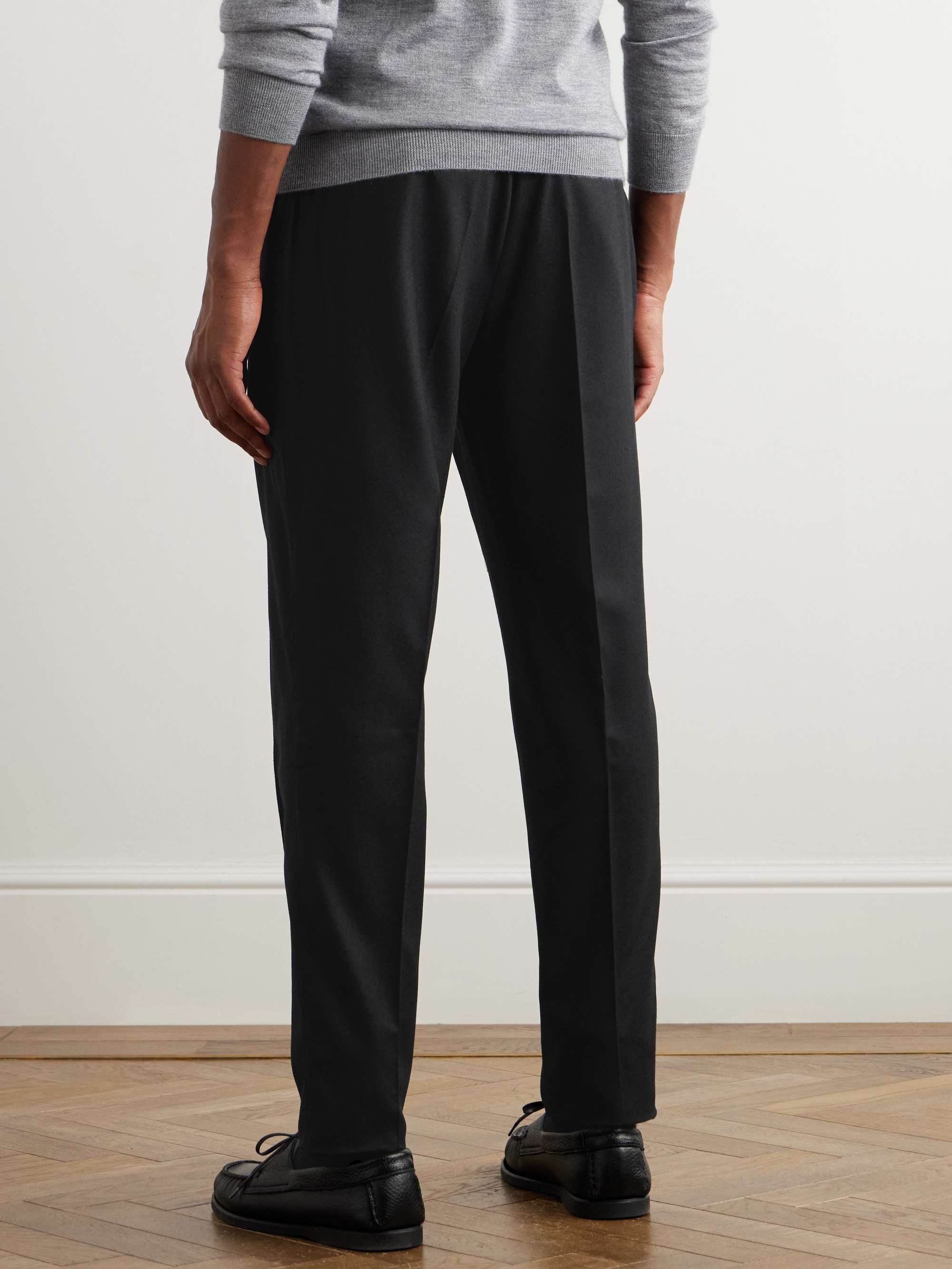 Straight-Leg Pleated Wool, Silk and Cashmere-Blend Trousers view