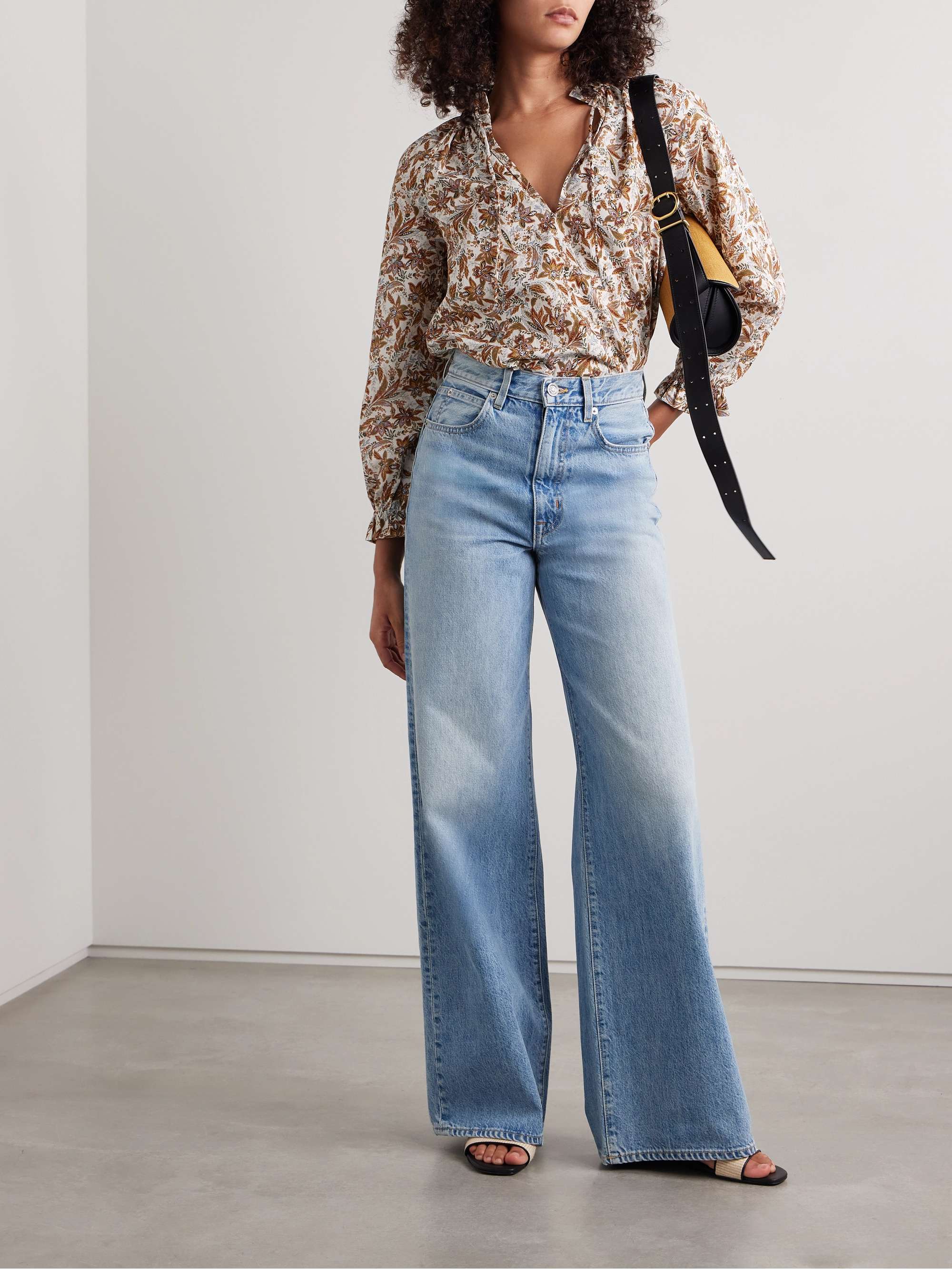 Juna tie-neck floral-print organic cotton-voile top view