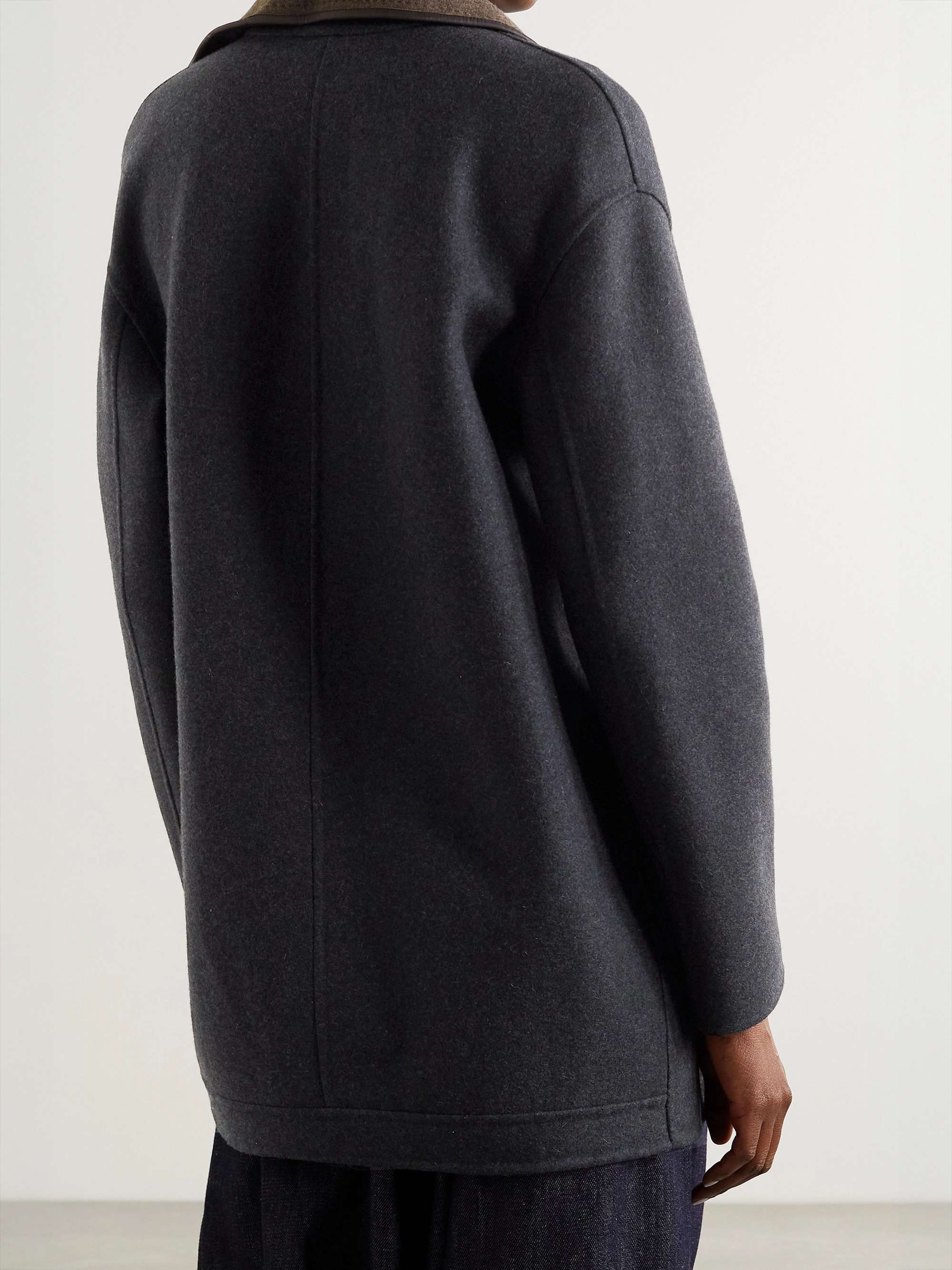 Jimi reversible belted leather-trimmed cashmere-blend jacket view