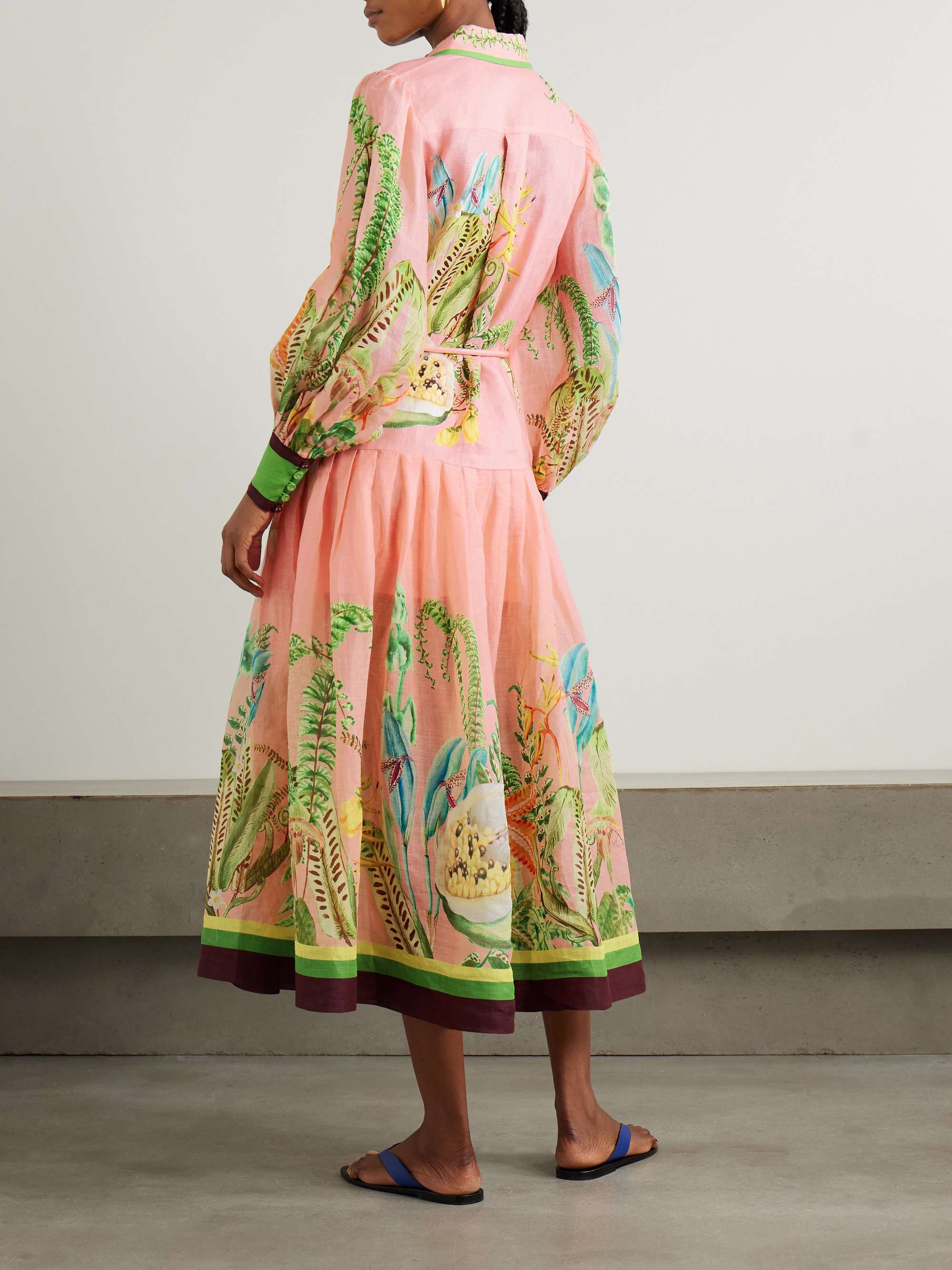 Papaya printed linen midi shirt dress view