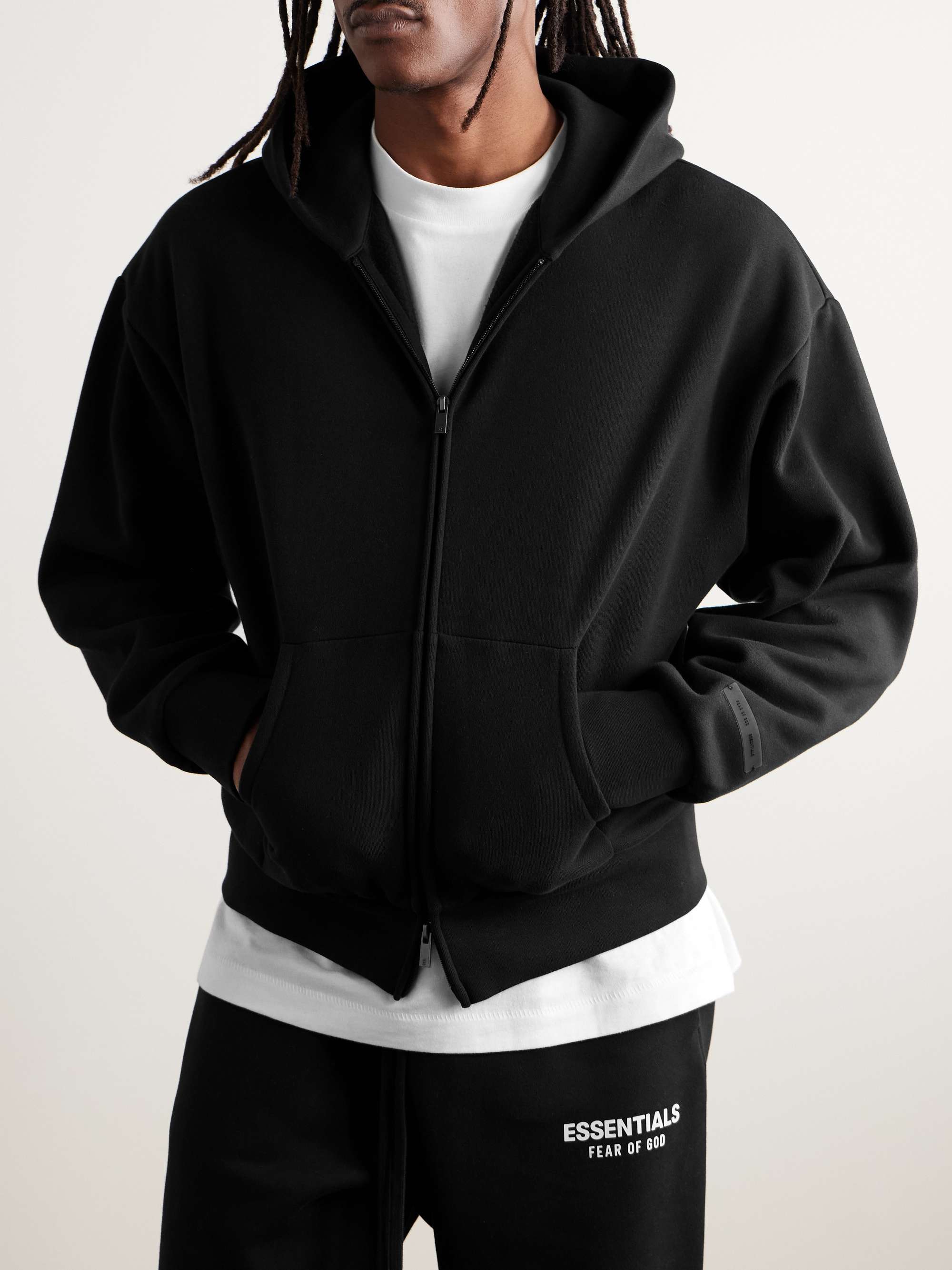 Logo-Appliquéd Cotton-Blend Jersey Zip-Up Hoodie view