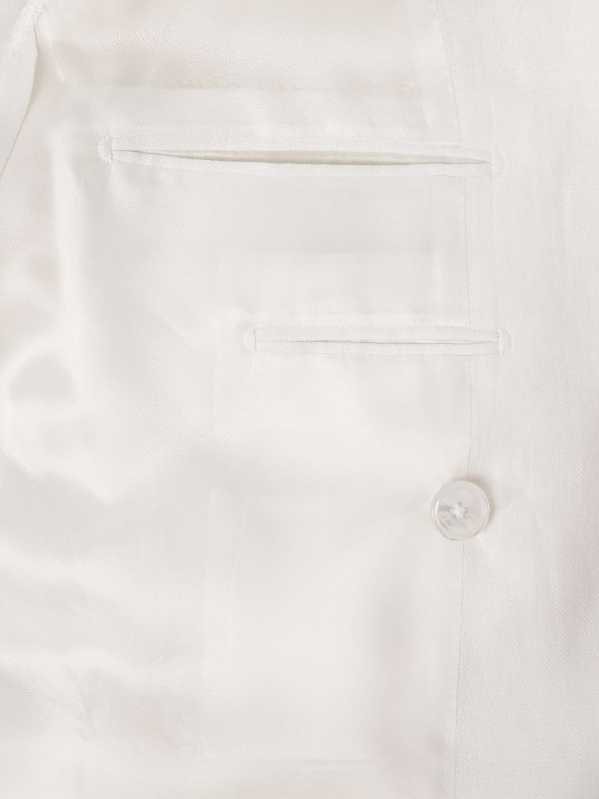 Double-Breasted Herringbone Linen Tuxedo Jacket view