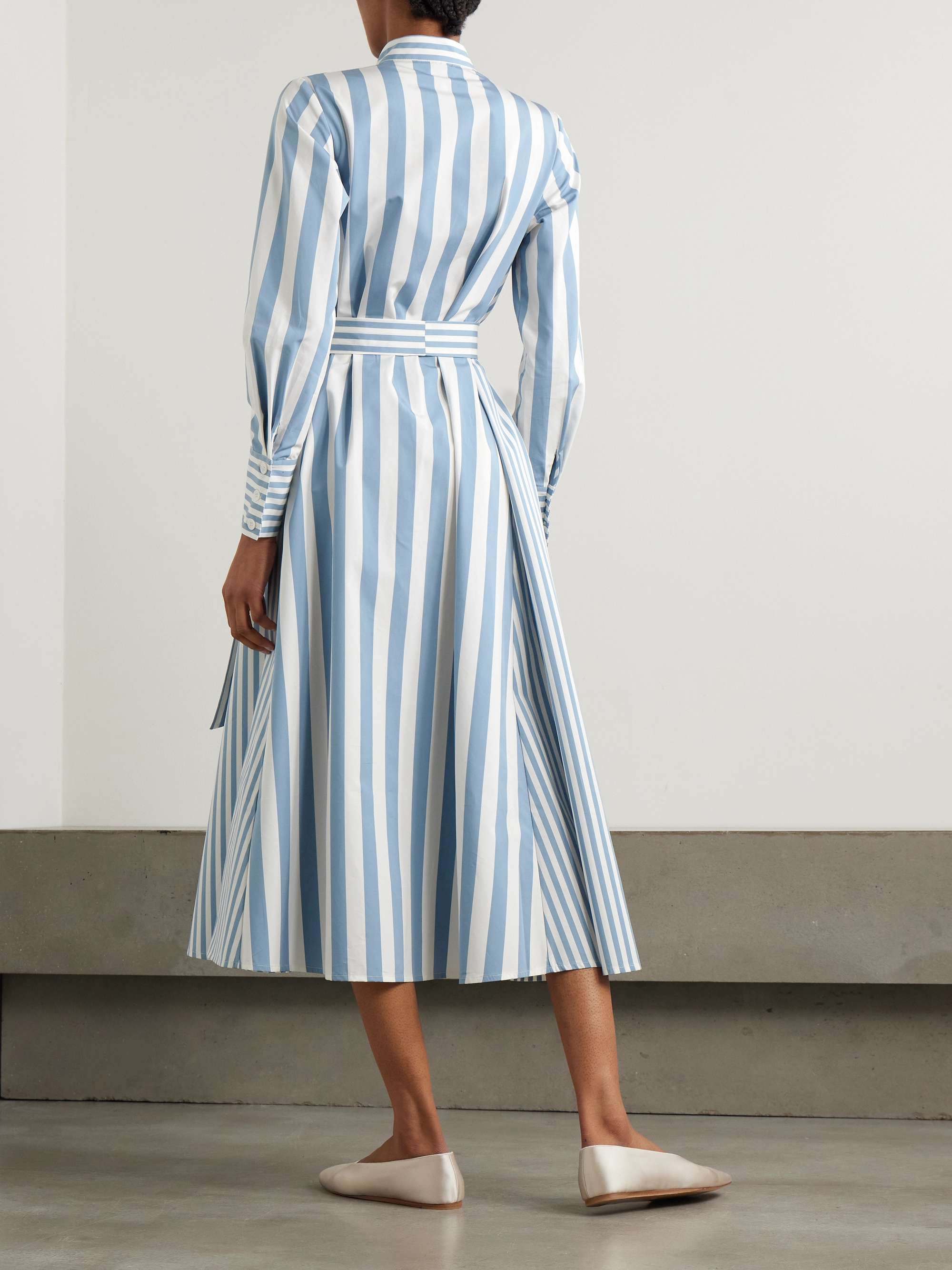 Alla belted striped cotton-poplin maxi shirt dress view
