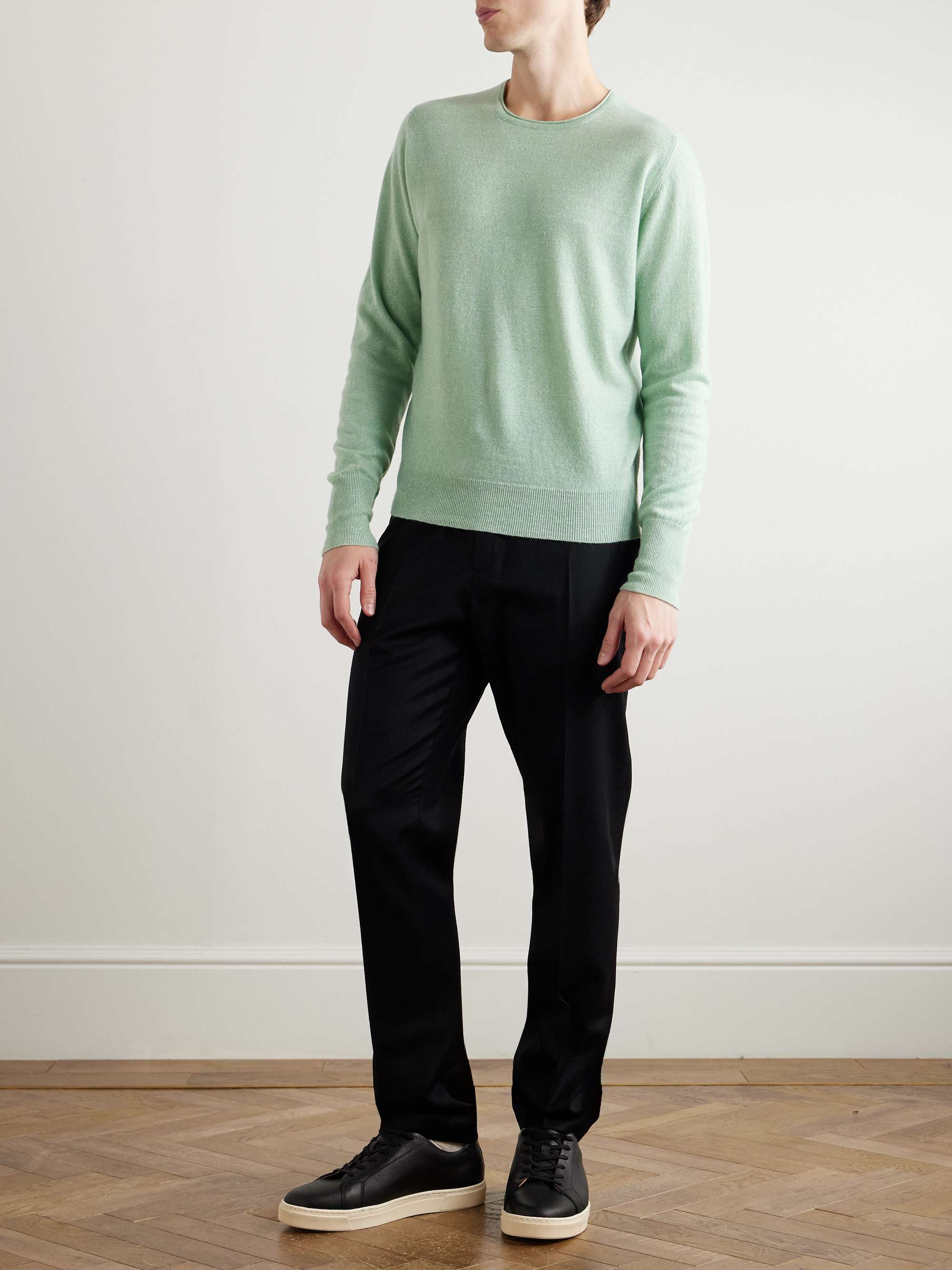 Slim-Fit Cashmere and Linen-Blend Sweater view