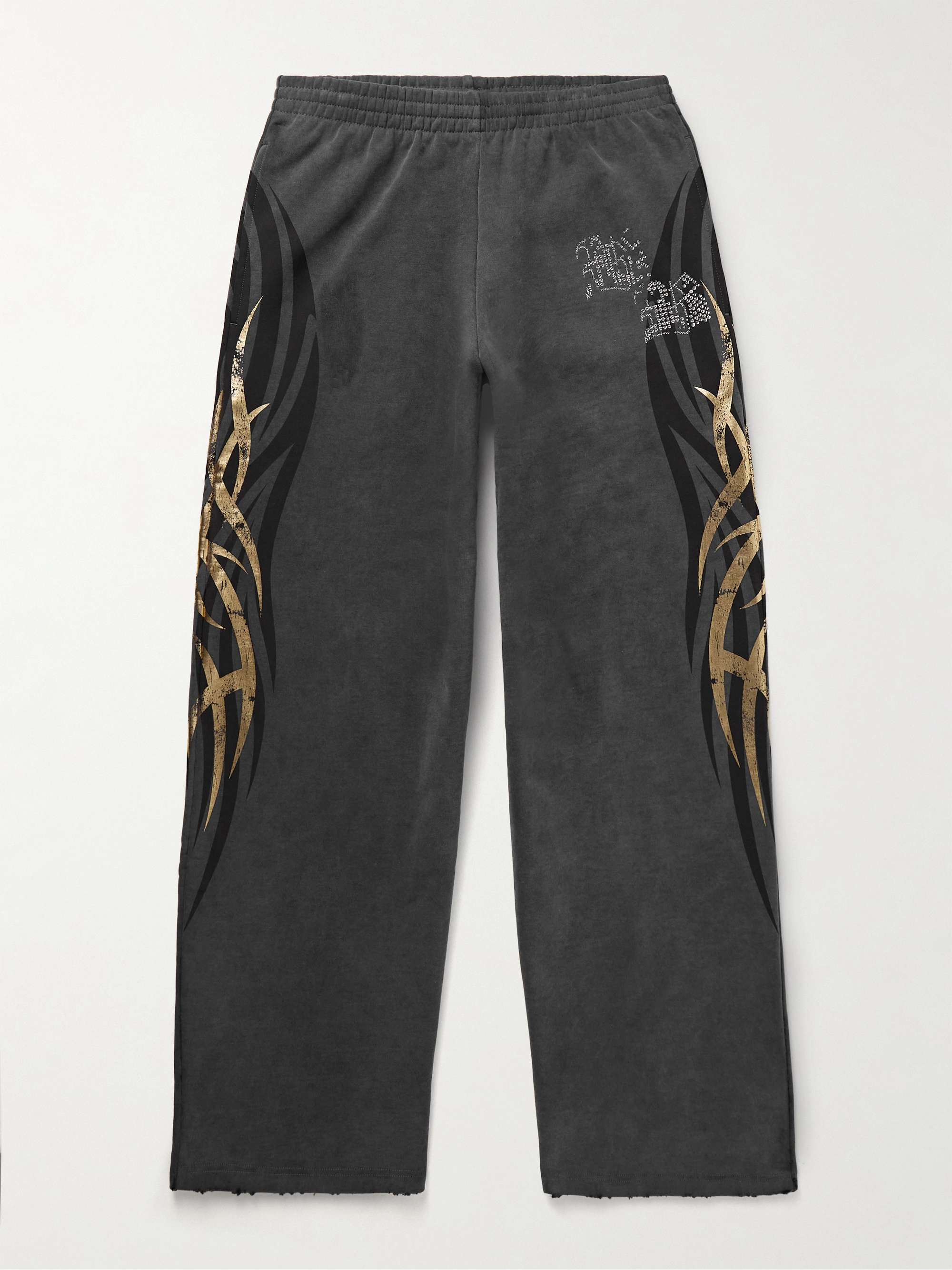 Tacky Wide-Leg Crystal-Embellished Printed Cotton-Jersey Sweatpants hero visual