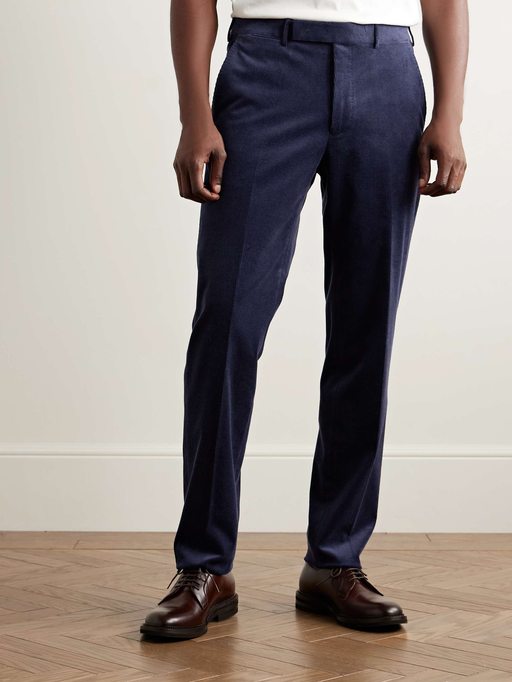 Slim-Fit Tapered Cotton and Cashmere-Blend Corduroy Suit Trousers view