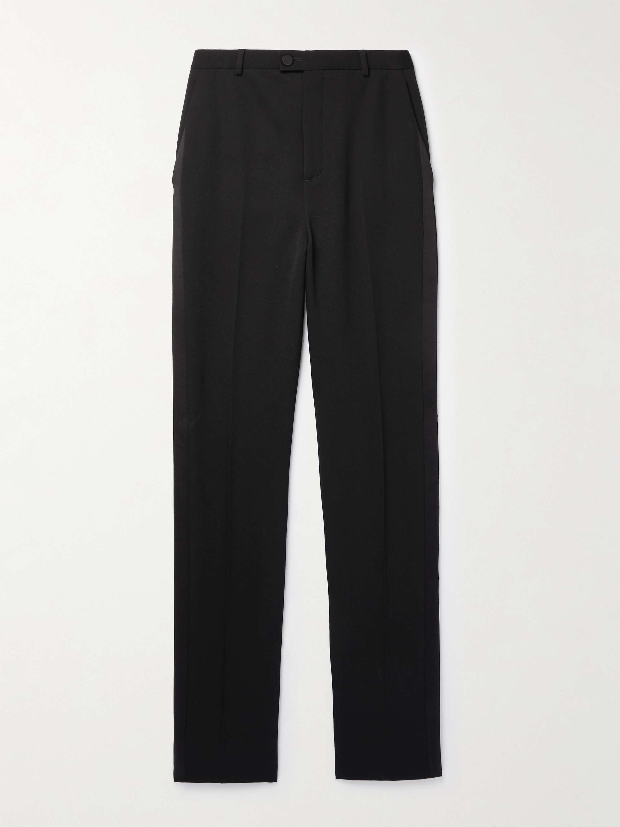 Tapered Silk-Trimmed Grain de Poudre Wool Trousers hero visual