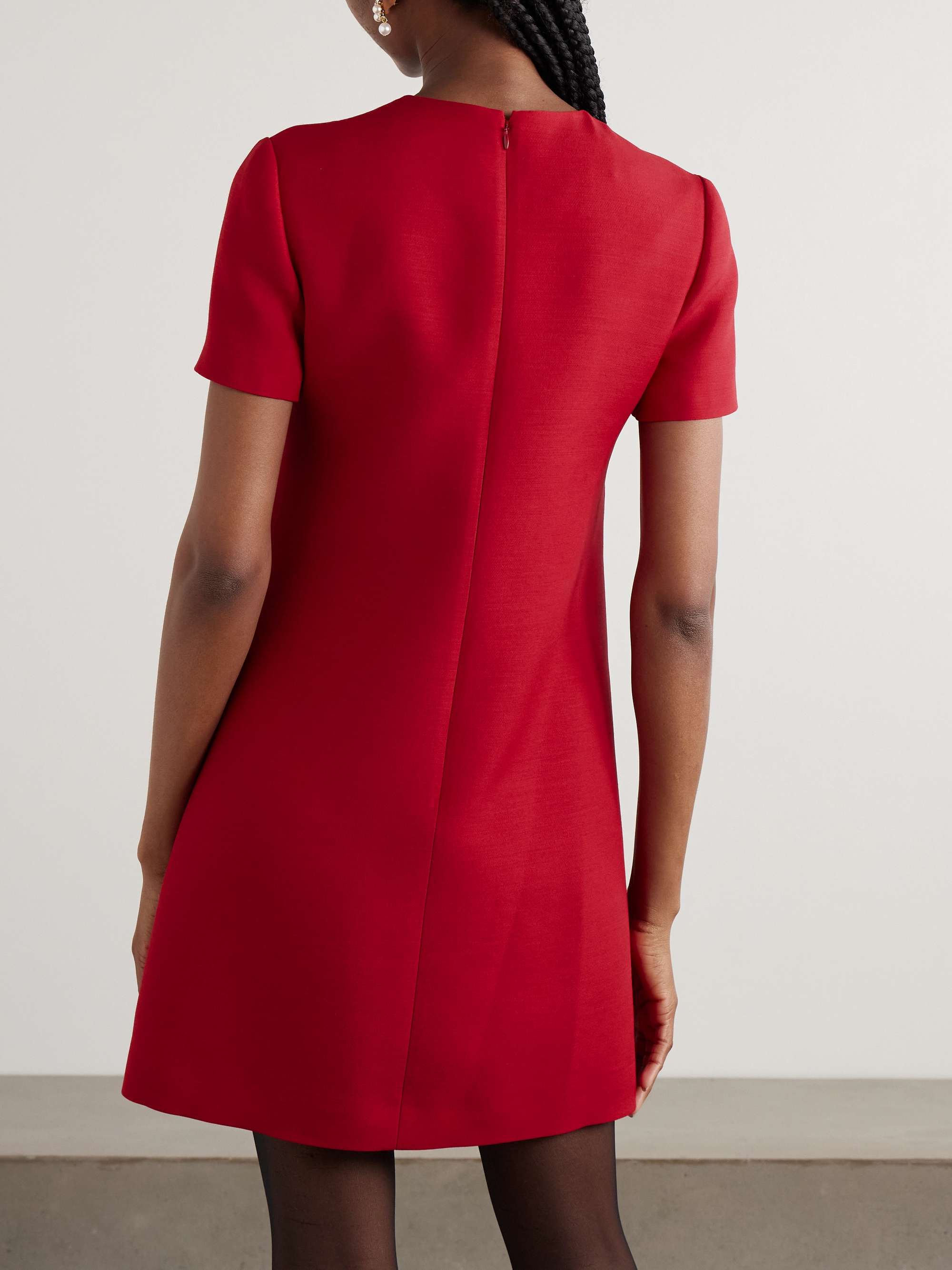 Bow-embellished wool and silk-blend mini dress view