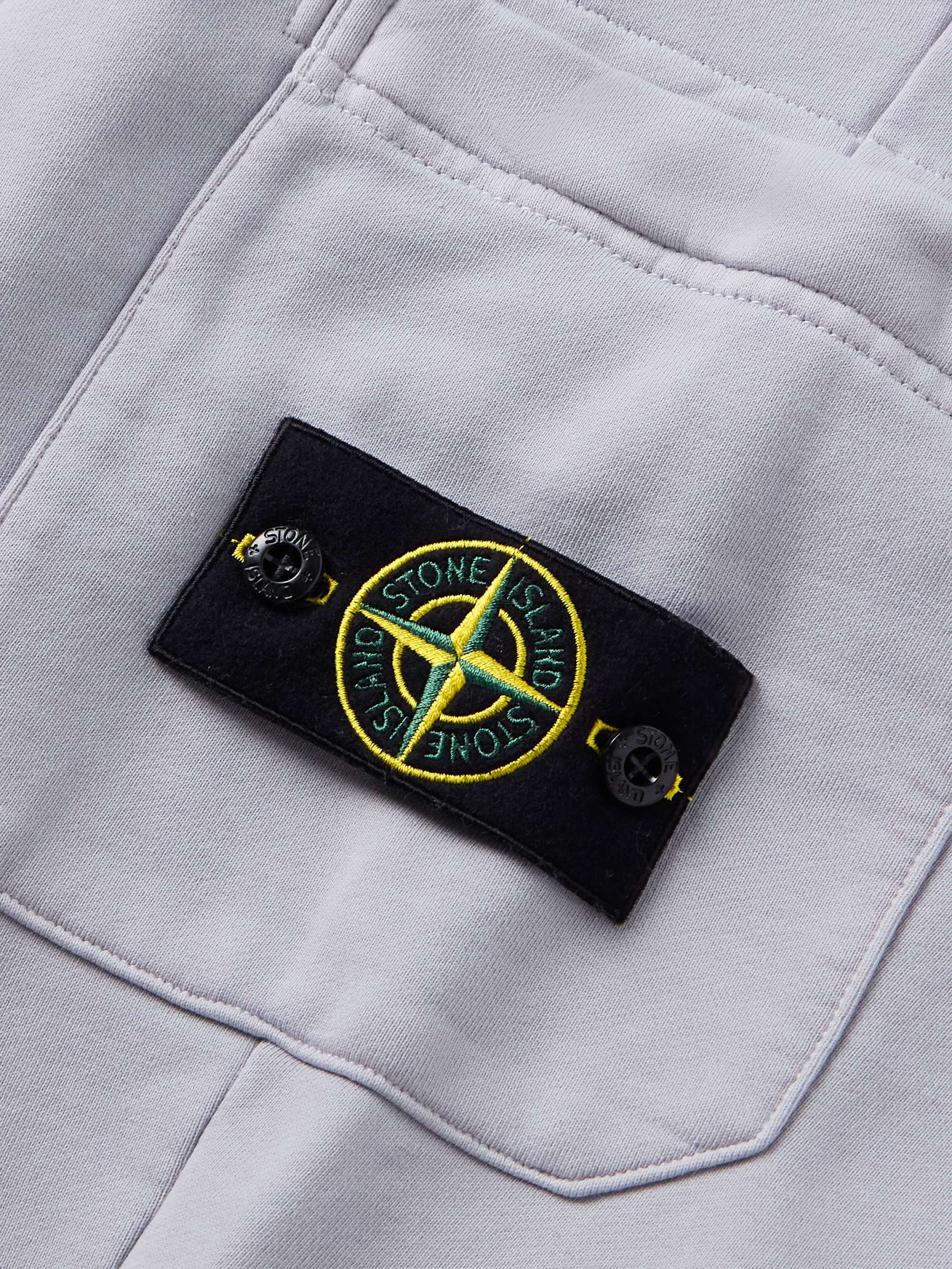 Tapered Logo-Appliquéd Garment-Dyed Cotton-Jersey Sweatpants view