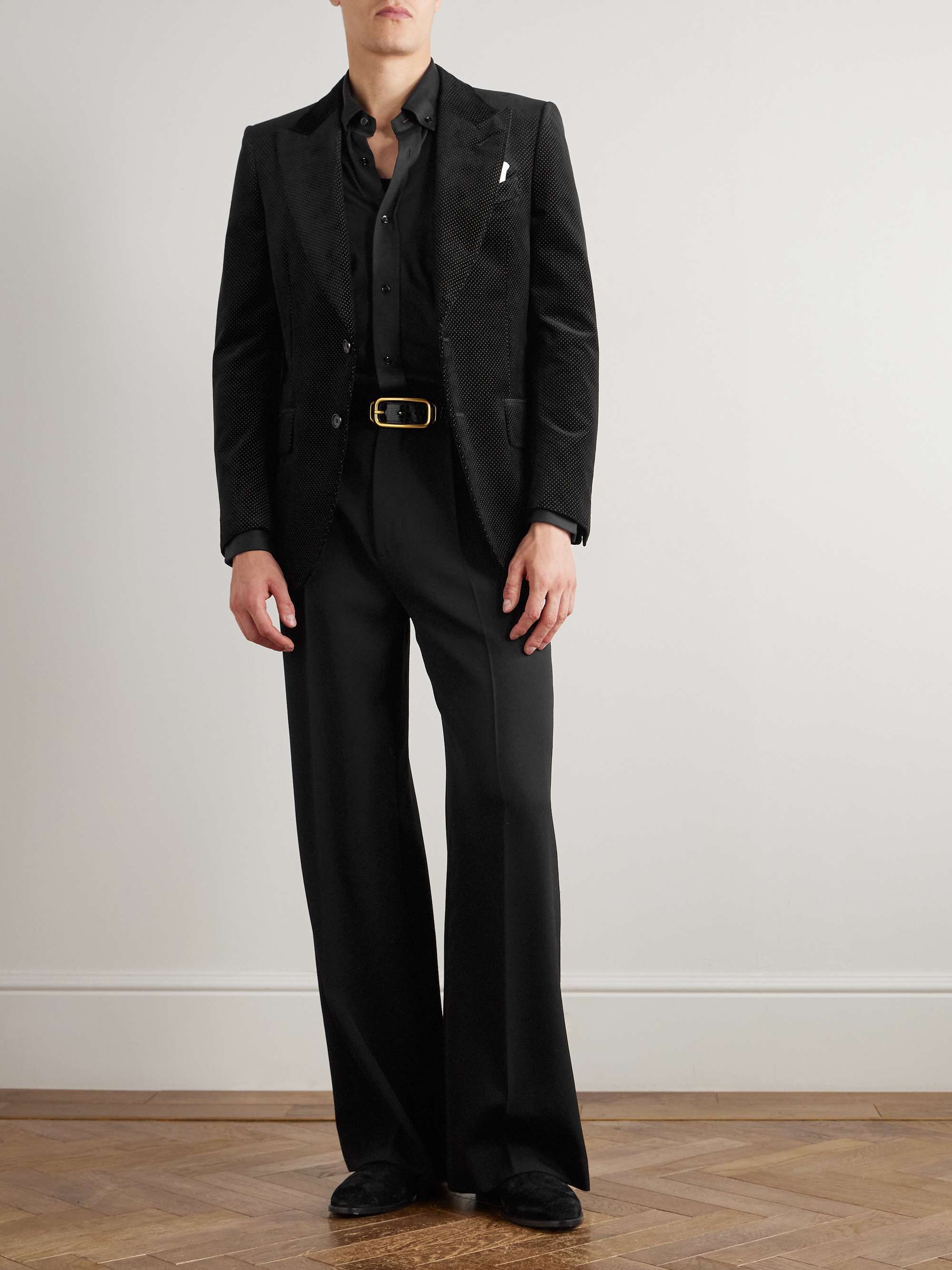 Dyllan Polka-Dot Cotton-Velvet Tuxedo Jacket view