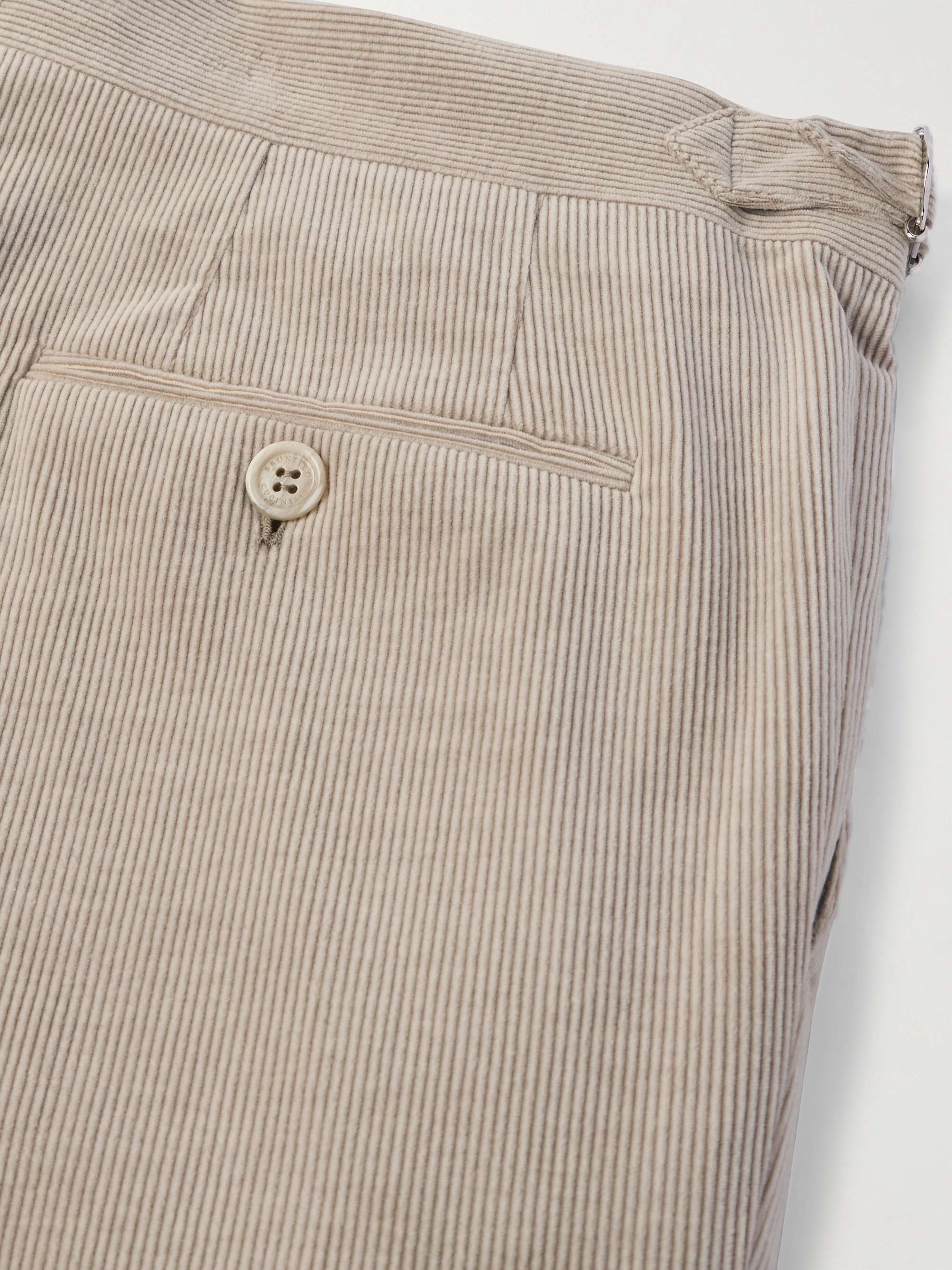 Straight-Leg Pleated Cotton-Blend Corduroy Suit Trousers view
