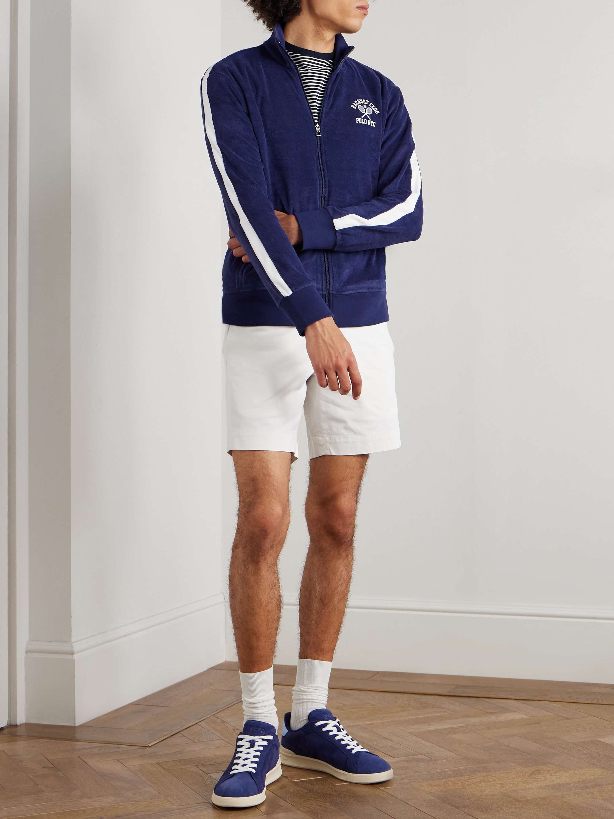 Striped Cotton-Blend Terry Track Jacket view
