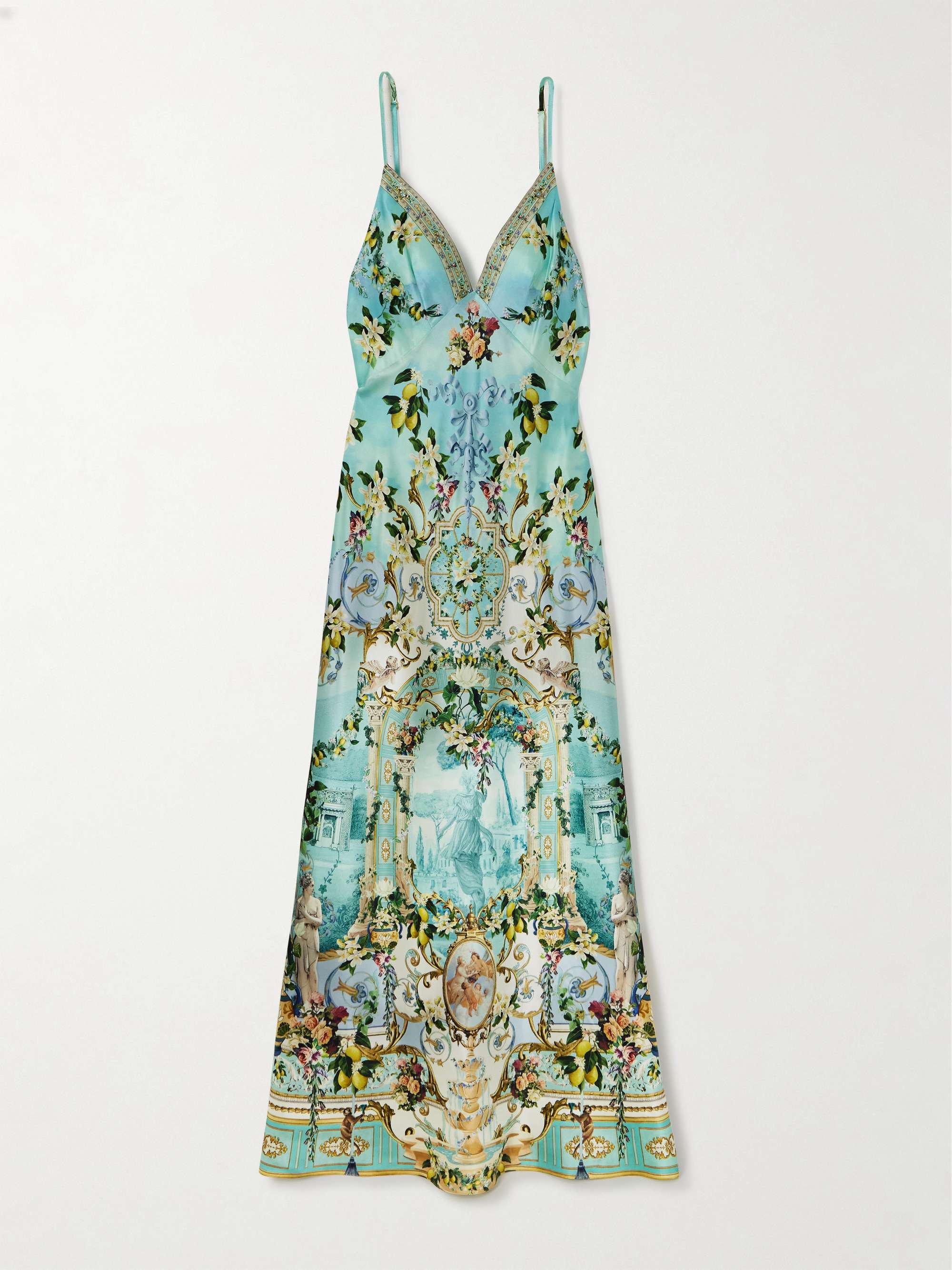 + The White Lotus crystal-embellished printed silk maxi dress hero visual