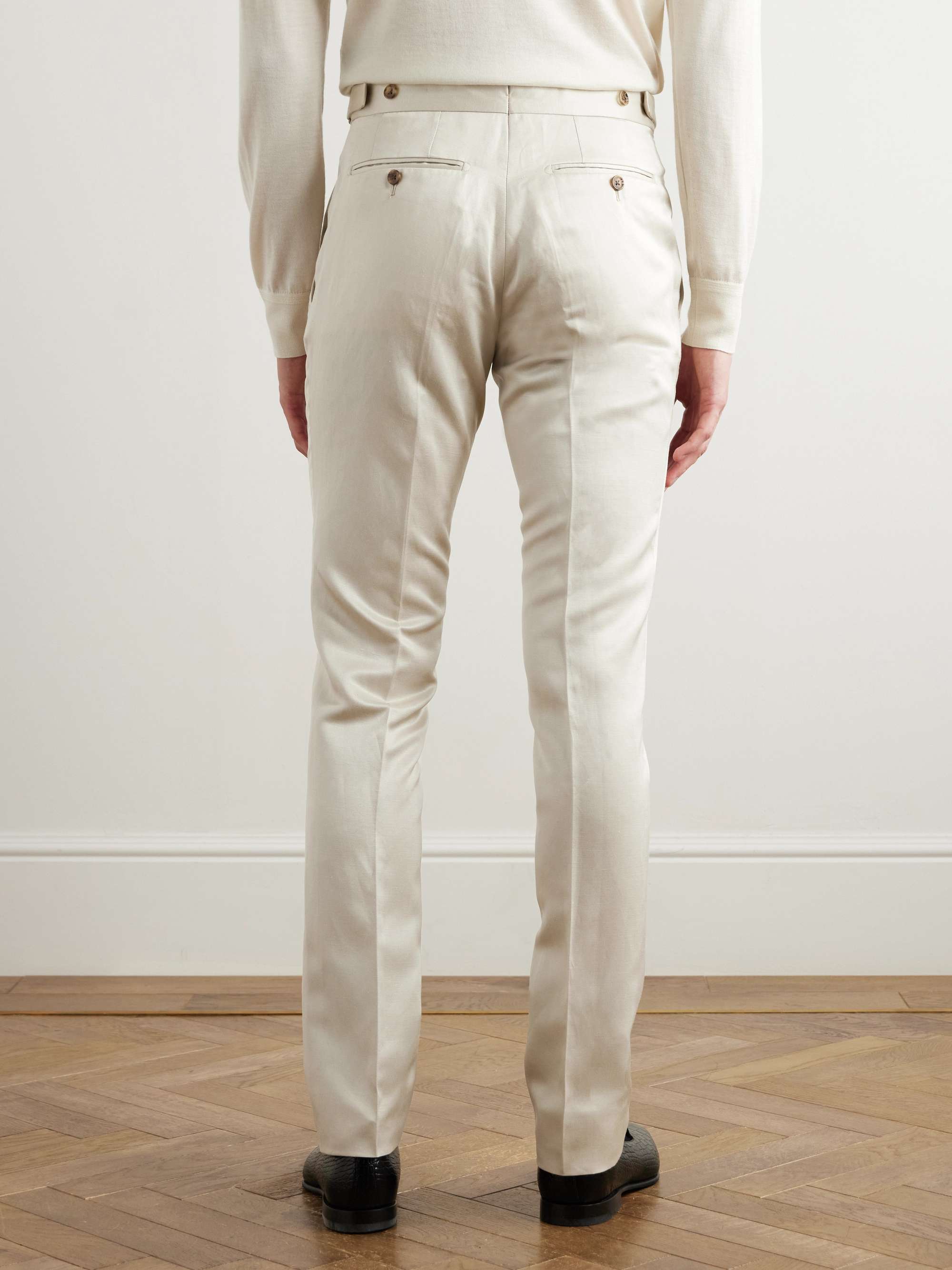 Dyllan Straight-Leg Silk and Linen-Blend Twill Suit Trousers view