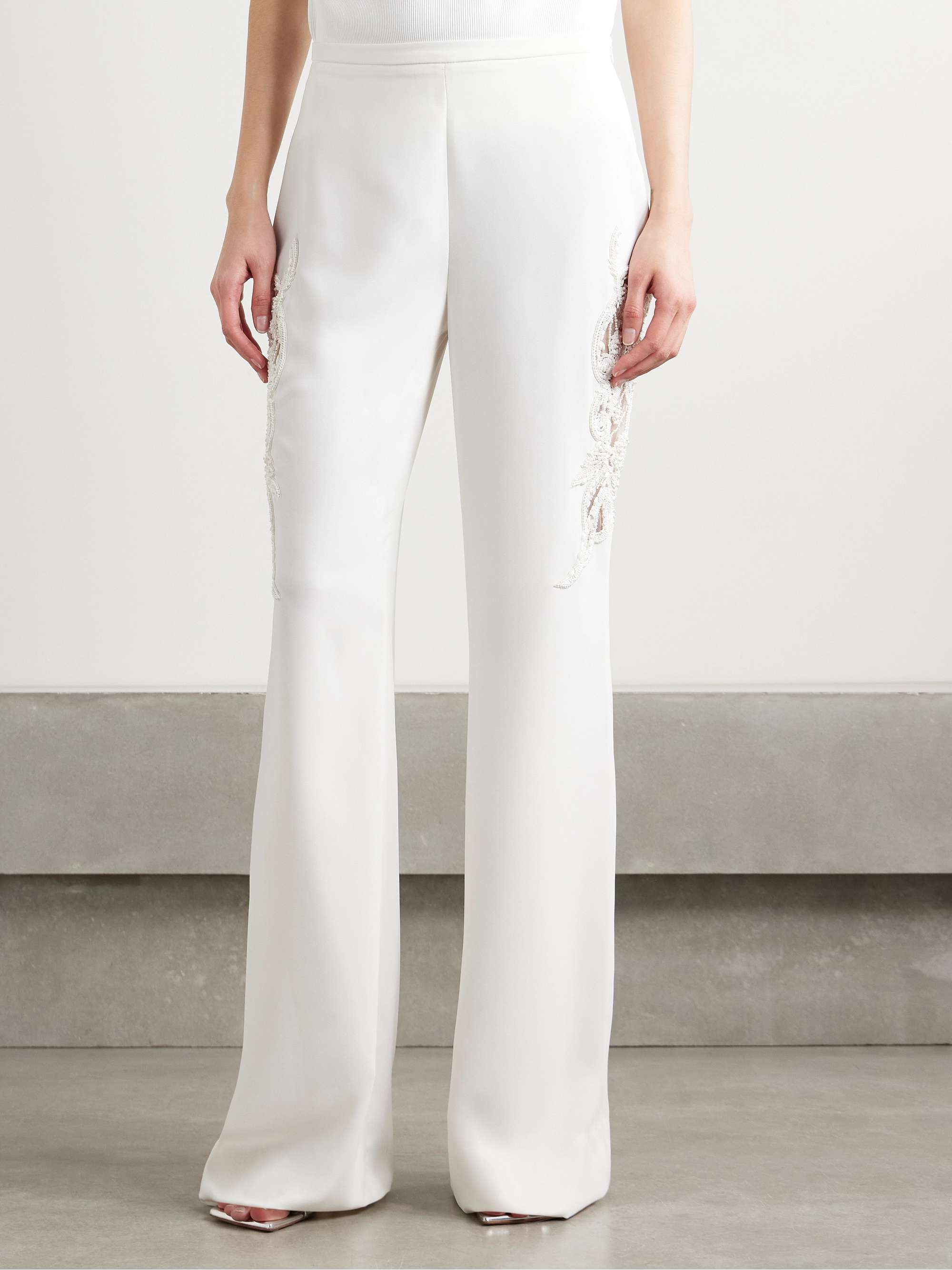 Embellished cady flared pants view