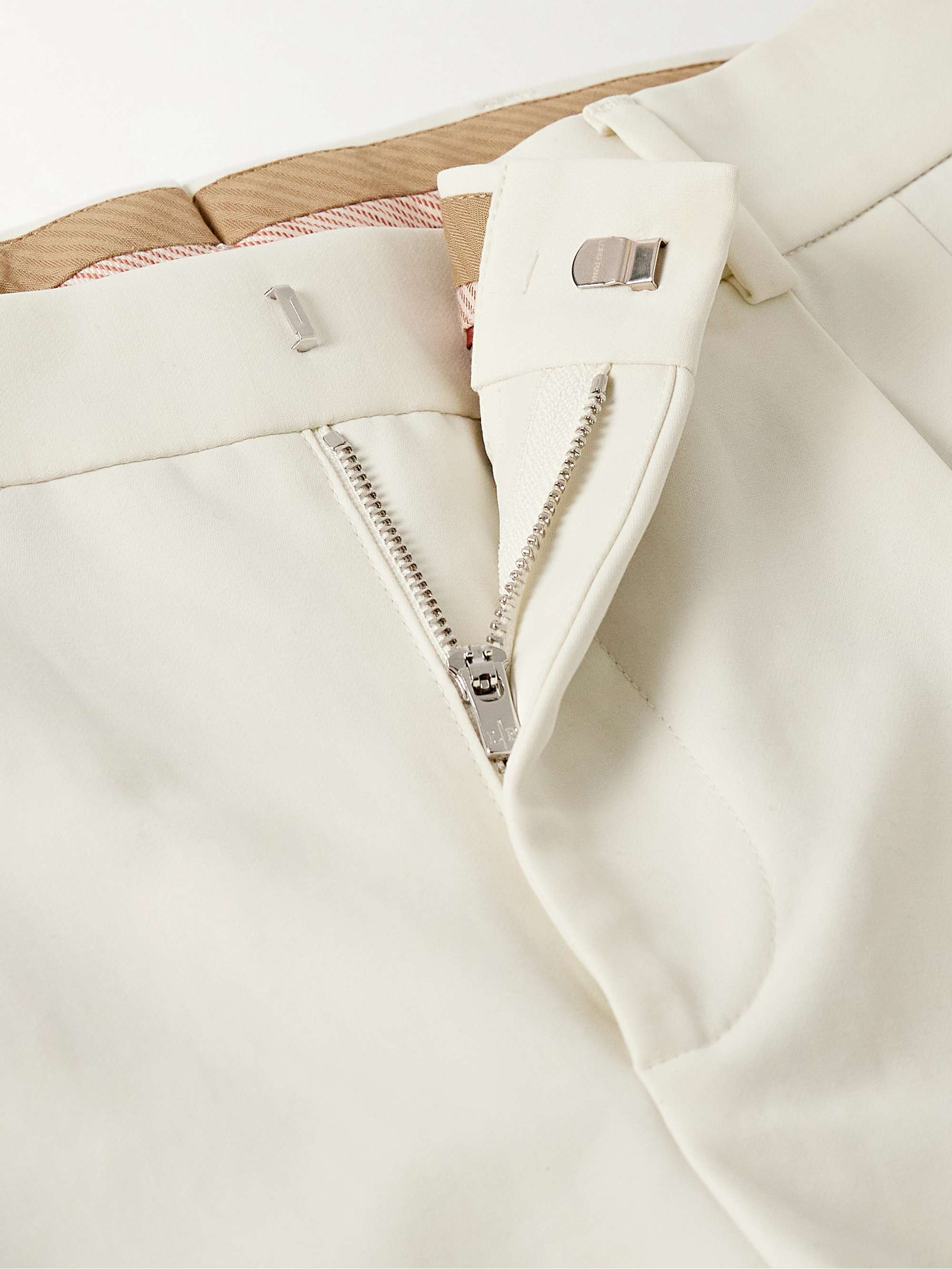 City Slim-Fit Tapered Pleated Double-Faced Cotton Trousers view