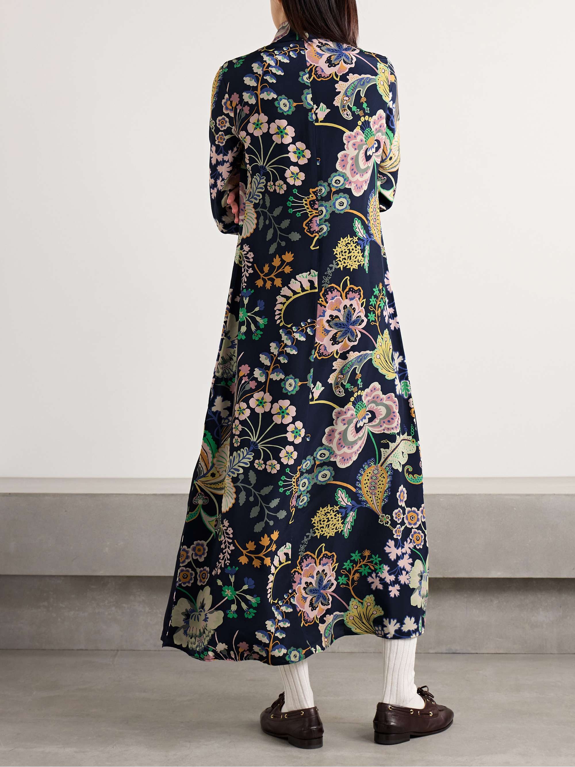 Nia floral-print silk midi dress view