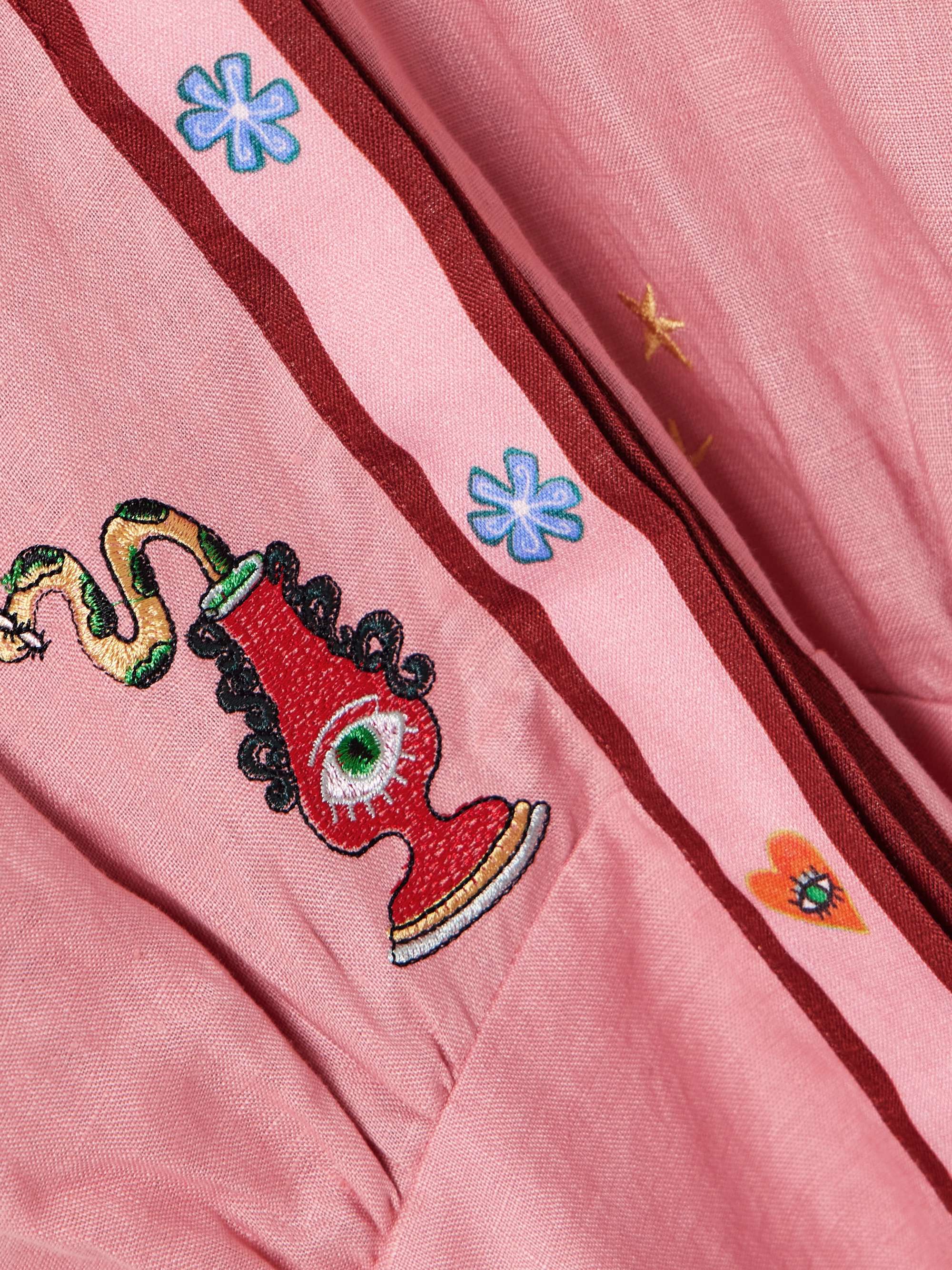 + Nadia Hernandez Timmy belted embroidered printed linen mini shirt dress view