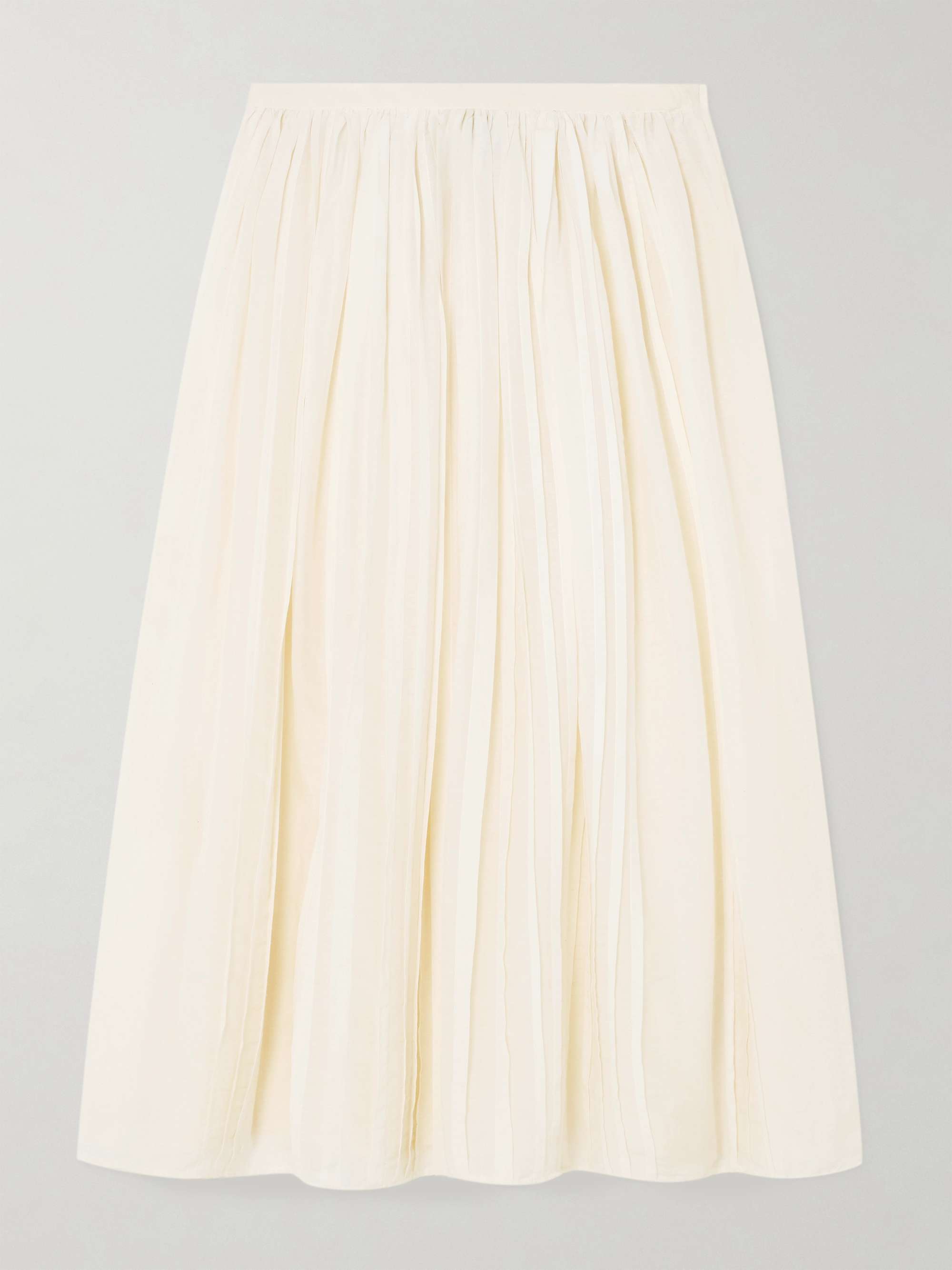 Pintucked cotton and silk-blend voile midi skirt hero visual
