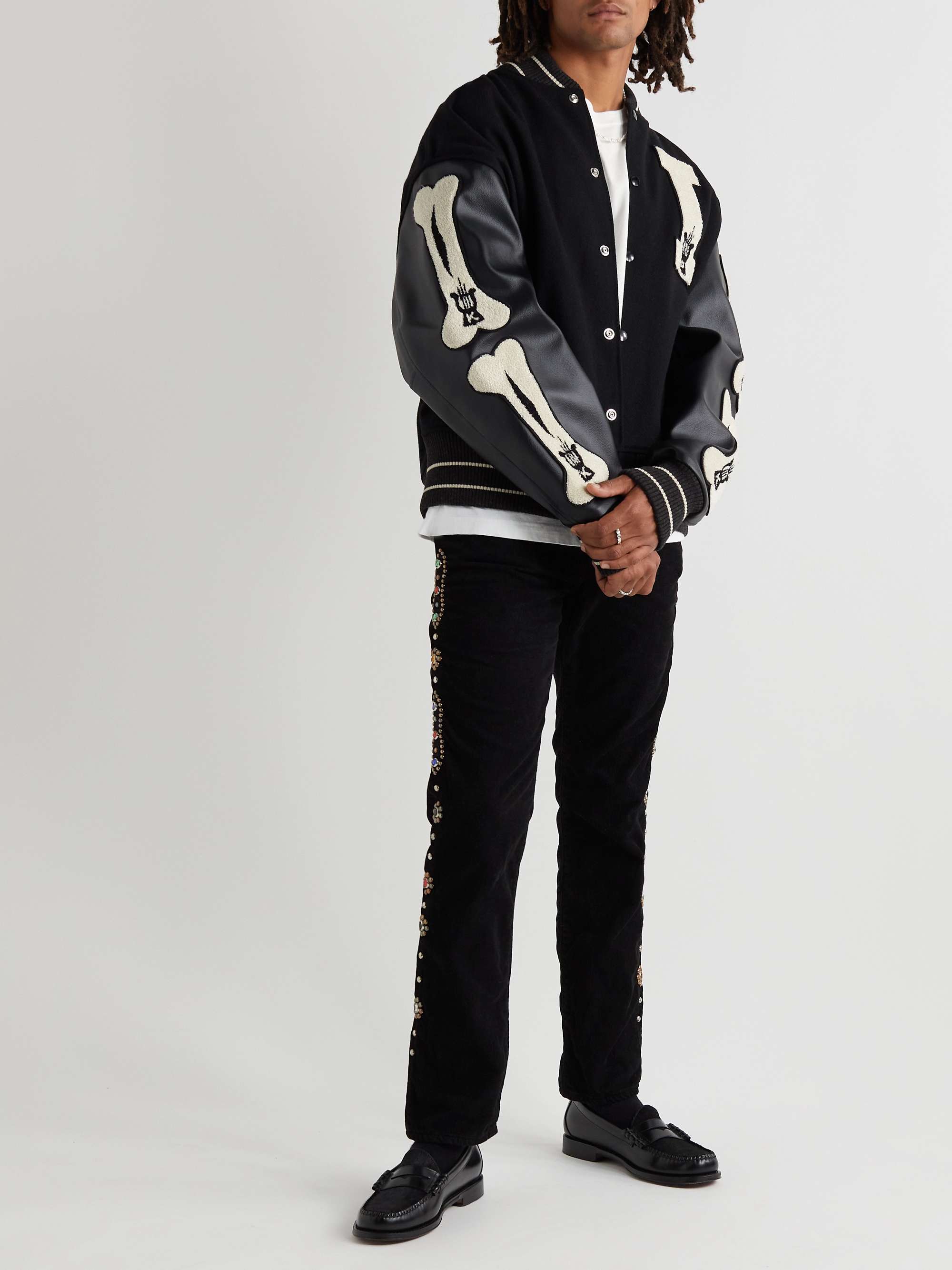 Faux Leather and Wool-Blend Varsity Jacket view