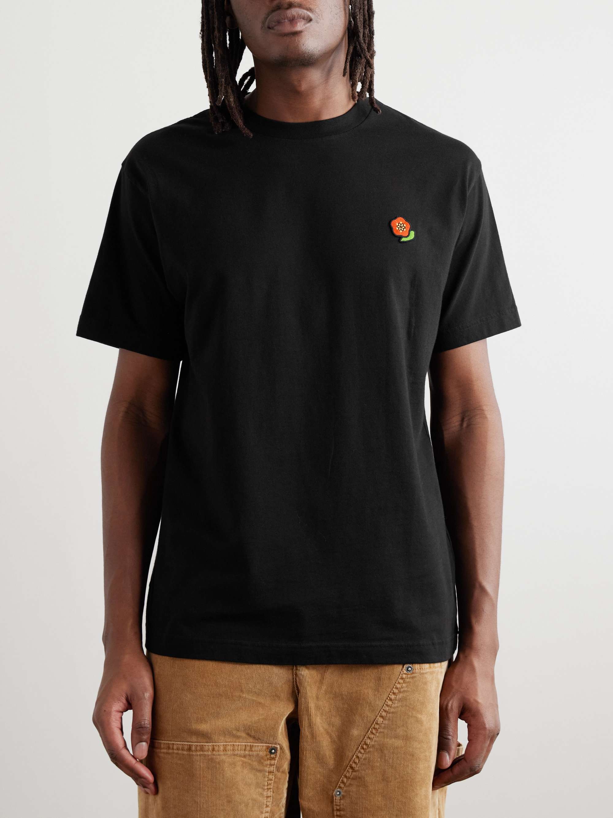 Logo-Embroidered Appliquéd Cotton-Jersey T-Shirt view